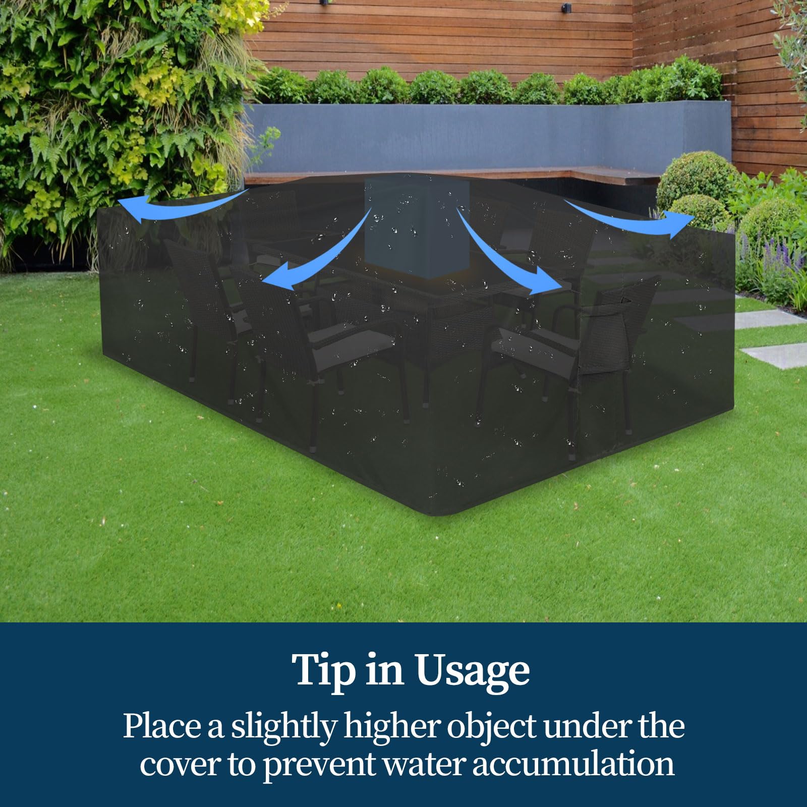 Easy-Going lifestyle patio scene with cover, keeps furniture protected and patio tidy