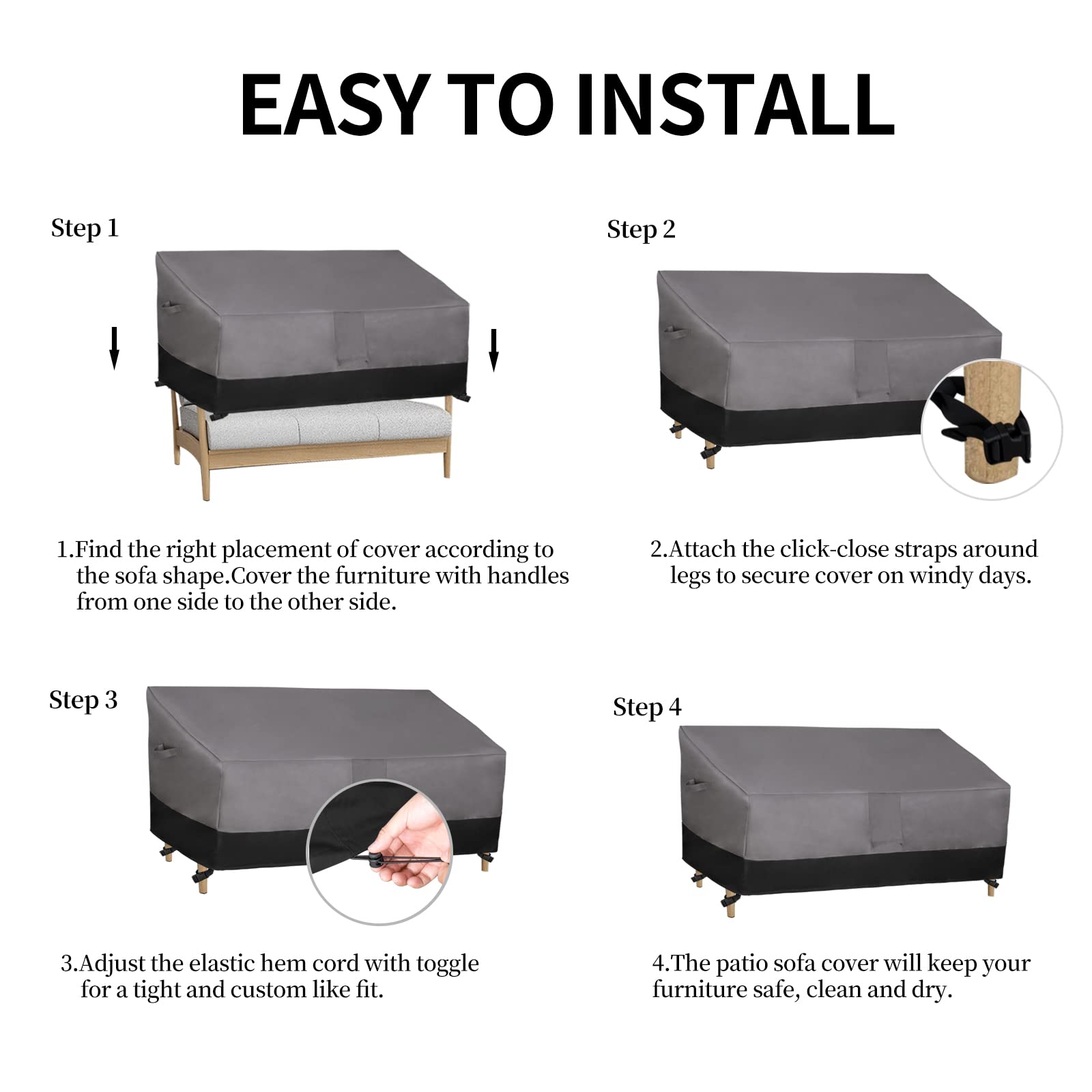 Easy-Going cover on patio bench in lifestyle scene protecting furniture outdoors