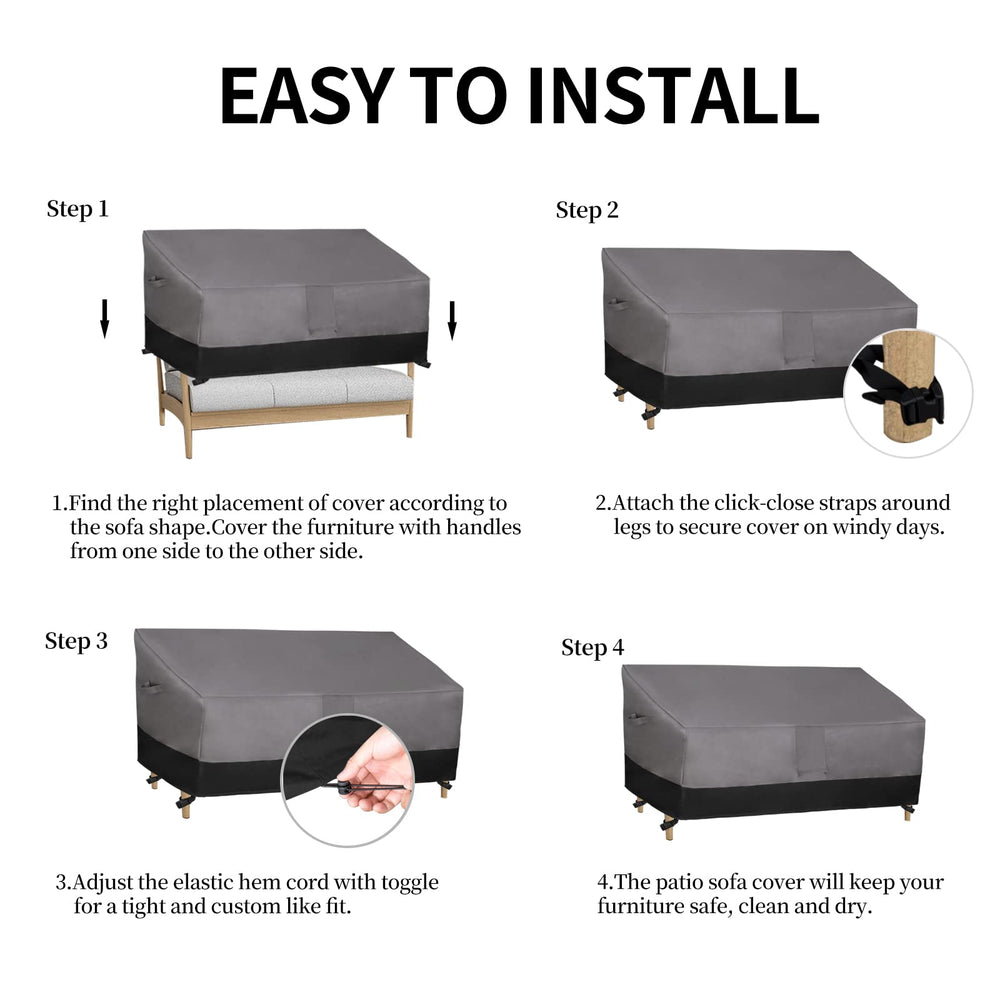 Easy-Going cover on patio bench in lifestyle scene protecting furniture outdoors