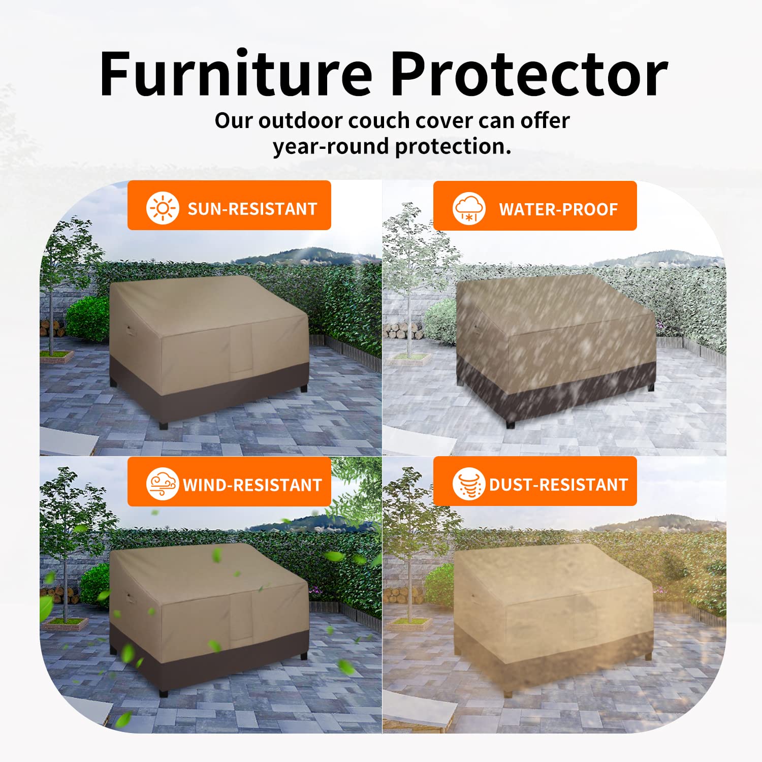 Easy-Going cover in use on a patio protecting furniture from weather
