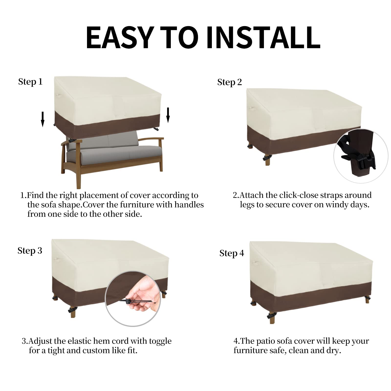 Easy-Going cover next to tape measure showing 54x38x35 size