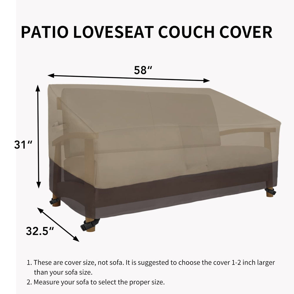 Easy-Going cover fitted on loveseat showing size and scale for correct fit