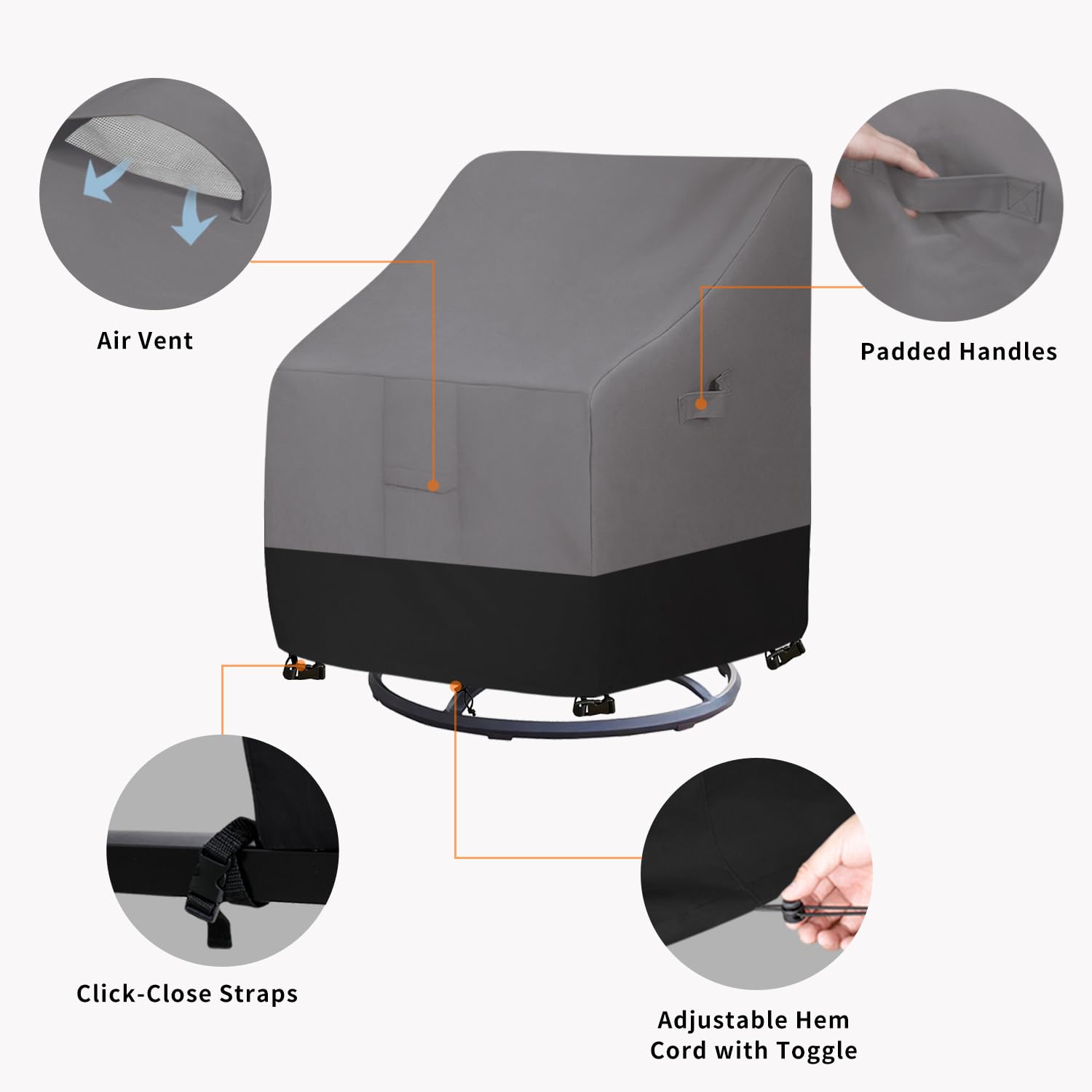 Easy-Going asas laterales para mover la funda, colocación rápida