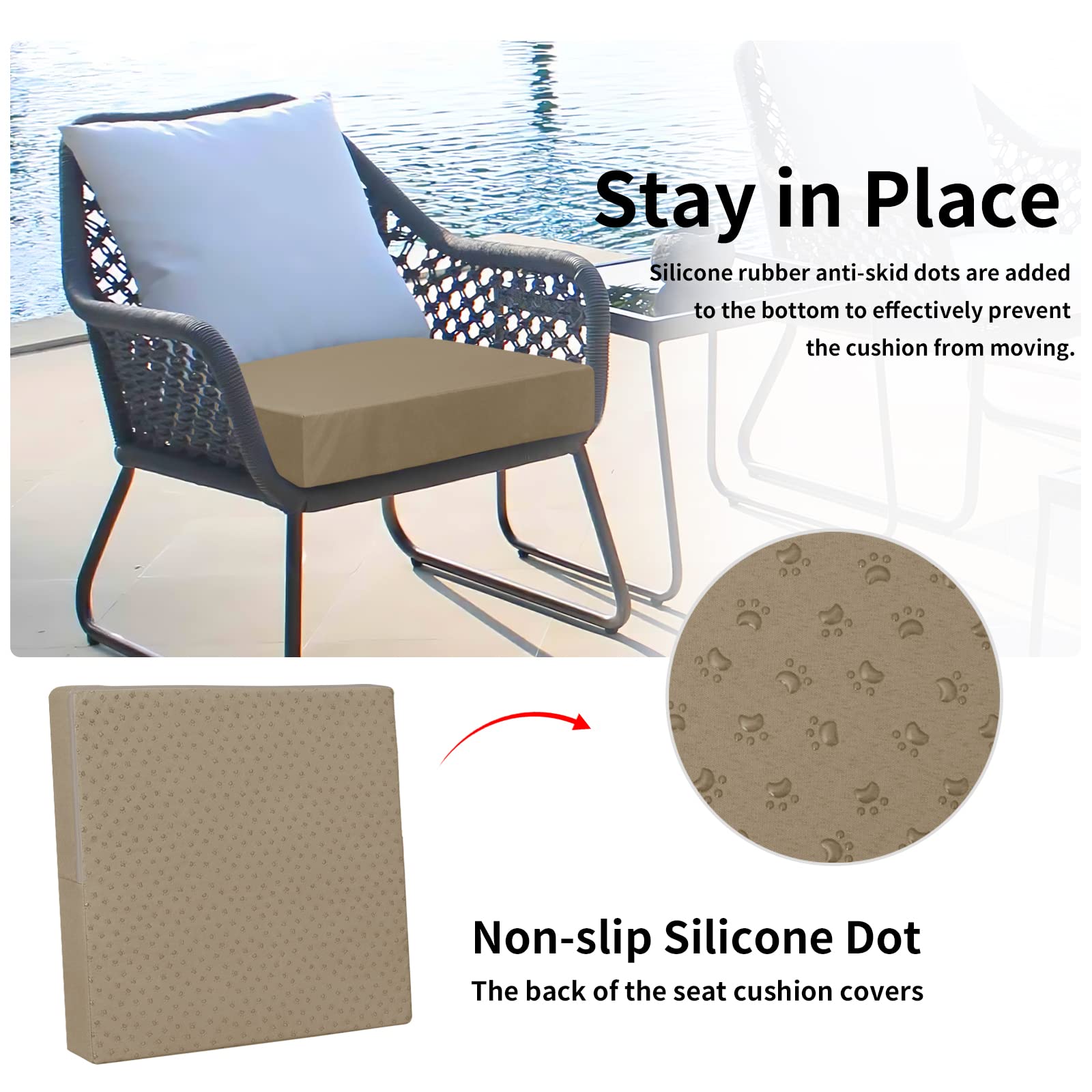 Easy-Going underside showing non-slip backing that helps the cover stay put on seats and reduces shifting