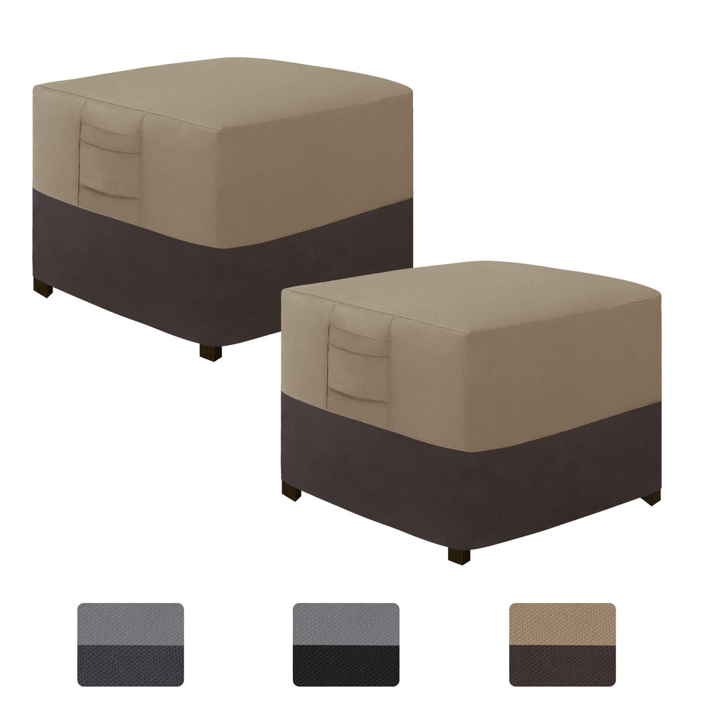 Easy-Going ottoman cover front view showing full protection and neutral color