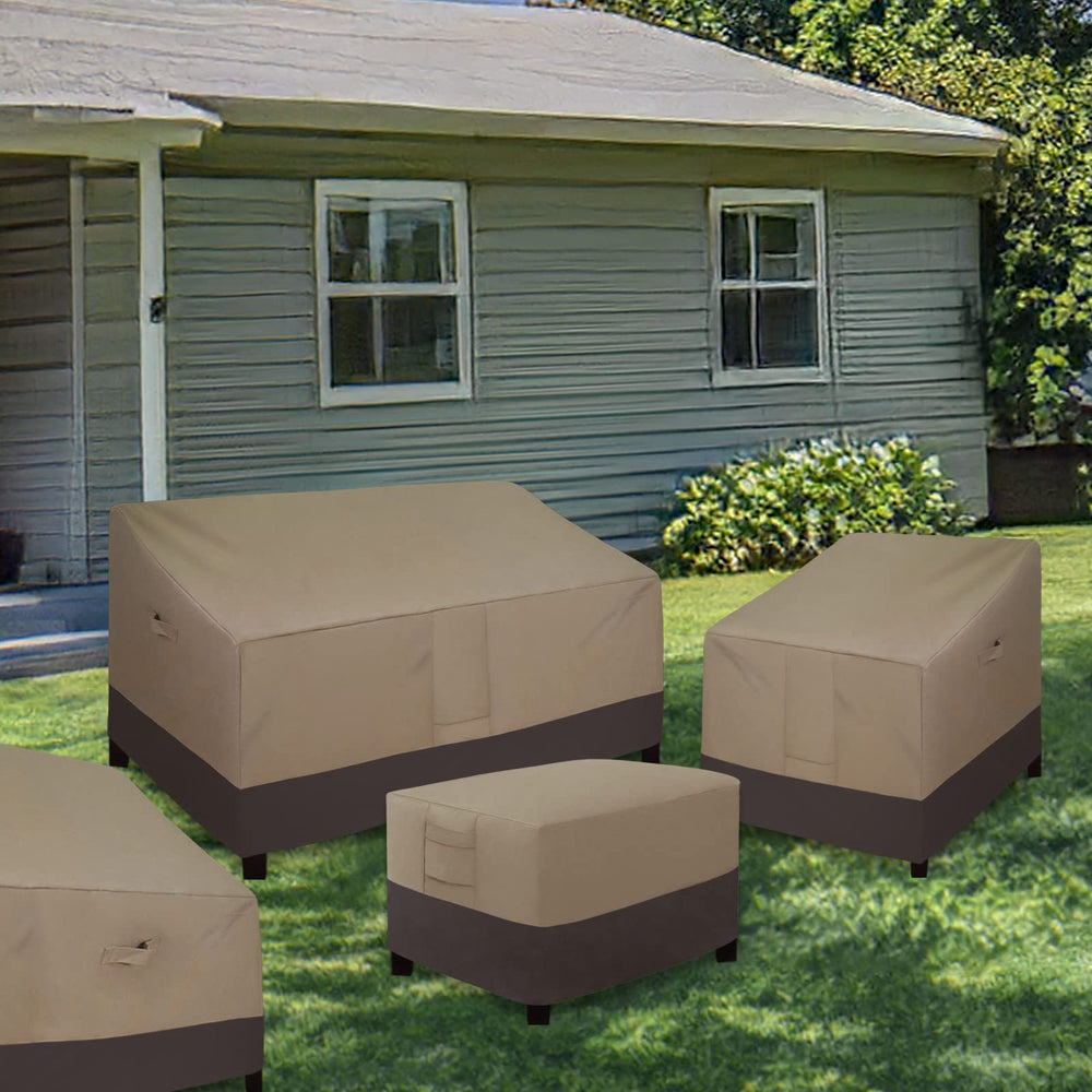 Easy-Going paired ottoman covers set showing two-piece package convenience