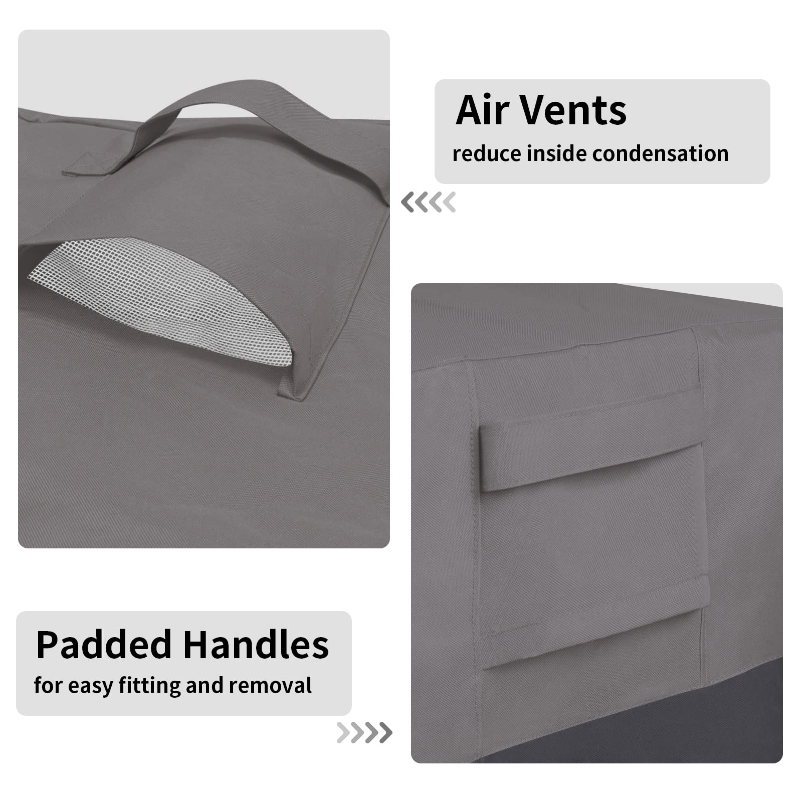 Easy-Going buckle and strap fastened under leg, secures cover in wind