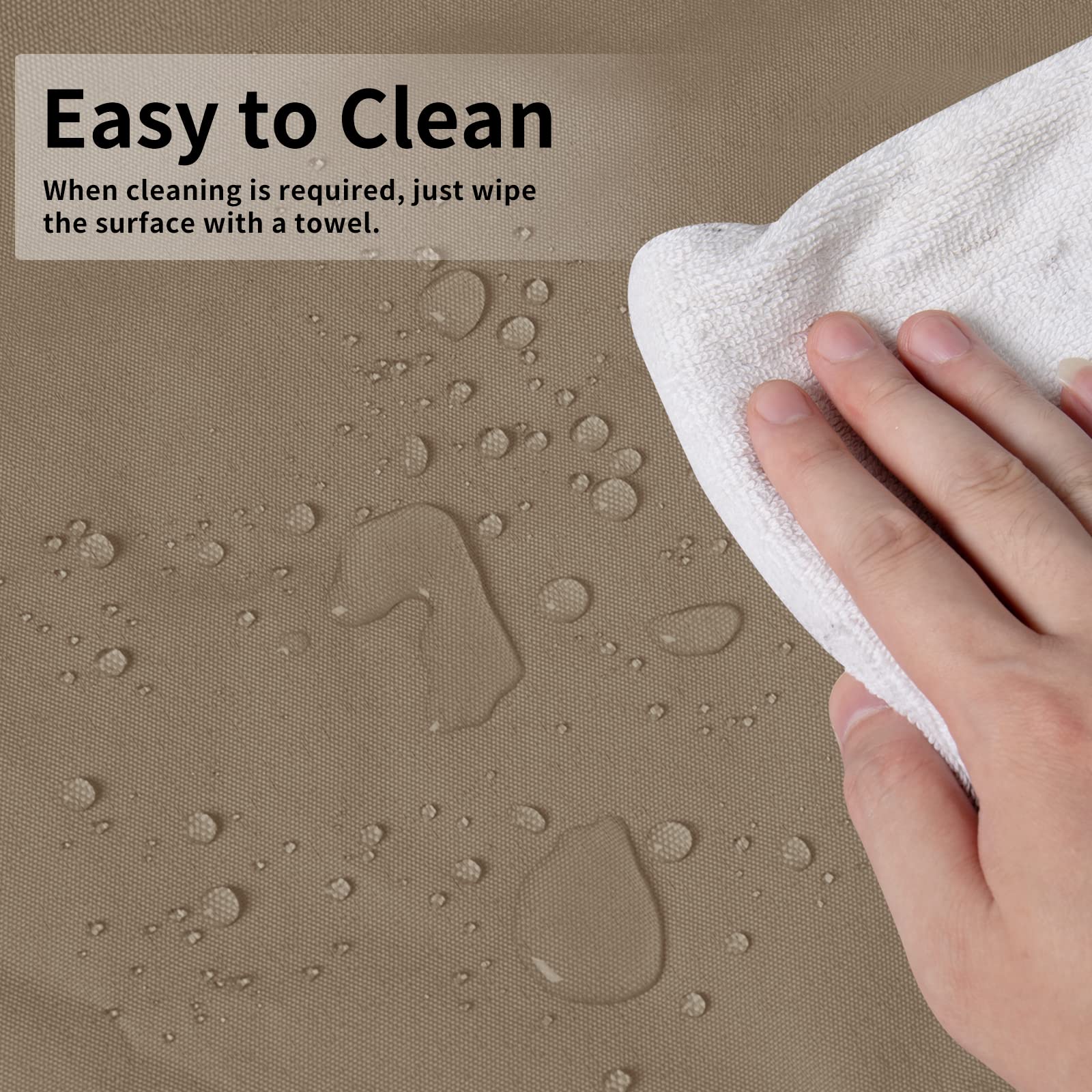 Easy-Going folded cover in included storage bag for compact, clean storage
