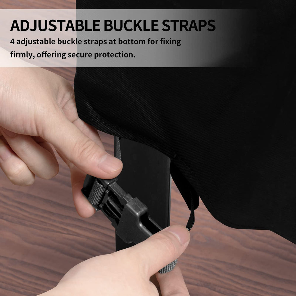 Easy-Going quick-release buckle attached to leg, secures cover in windy conditions