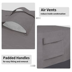 Easy-Going quick-release buckle detail securing cover against wind