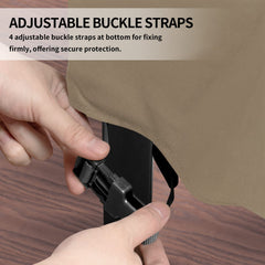 Easy-Going quick-release buckles and adjustable strap demonstrating windproof fastening