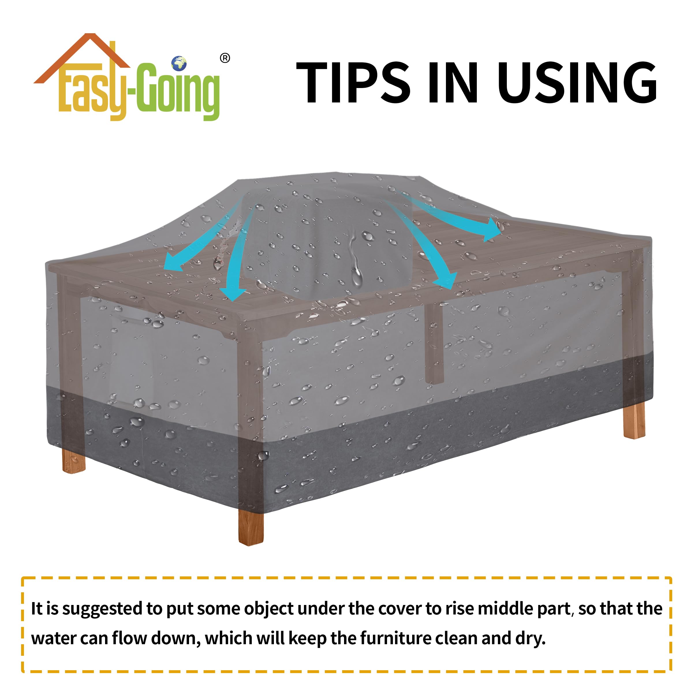 Easy-Going folded cover compact for storage and easy seasonal packing