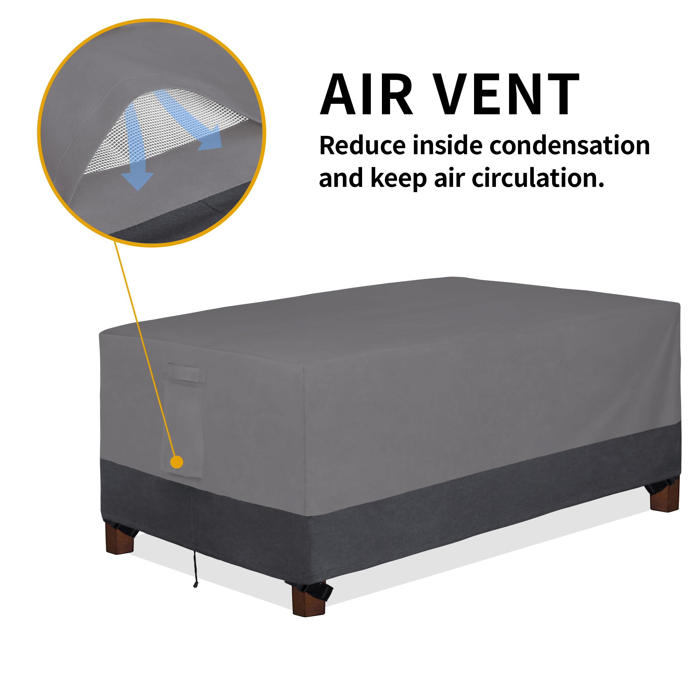Easy-Going cover on patio protecting table from weather in lifestyle setting