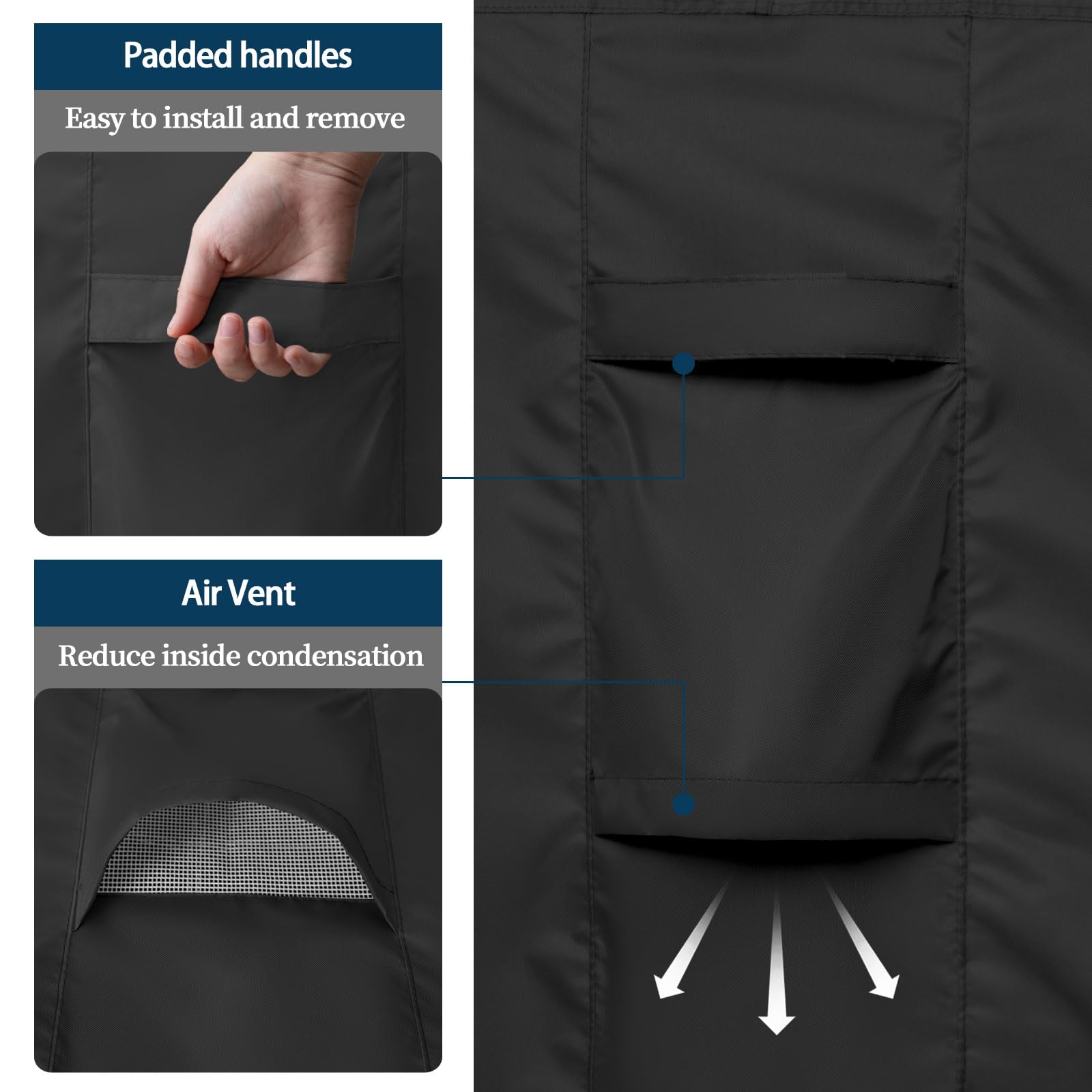 Easy-Going cover next to measuring tape showing correct 111x74x28 inch fit