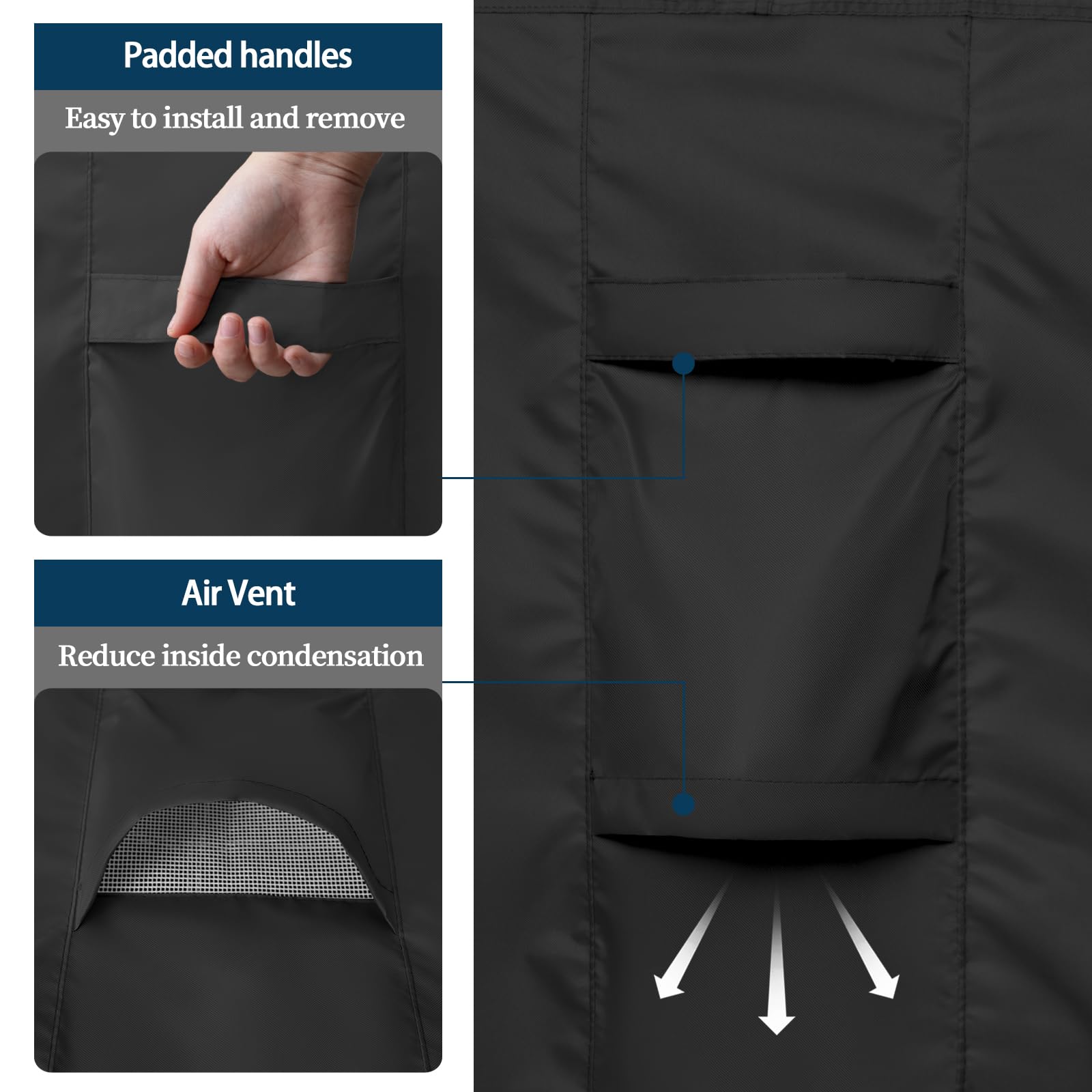 Easy-Going cover shown next to chair for scale, fits up to 90x64x28
