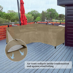 Easy-Going click-close strap secured under sofa showing wind protection