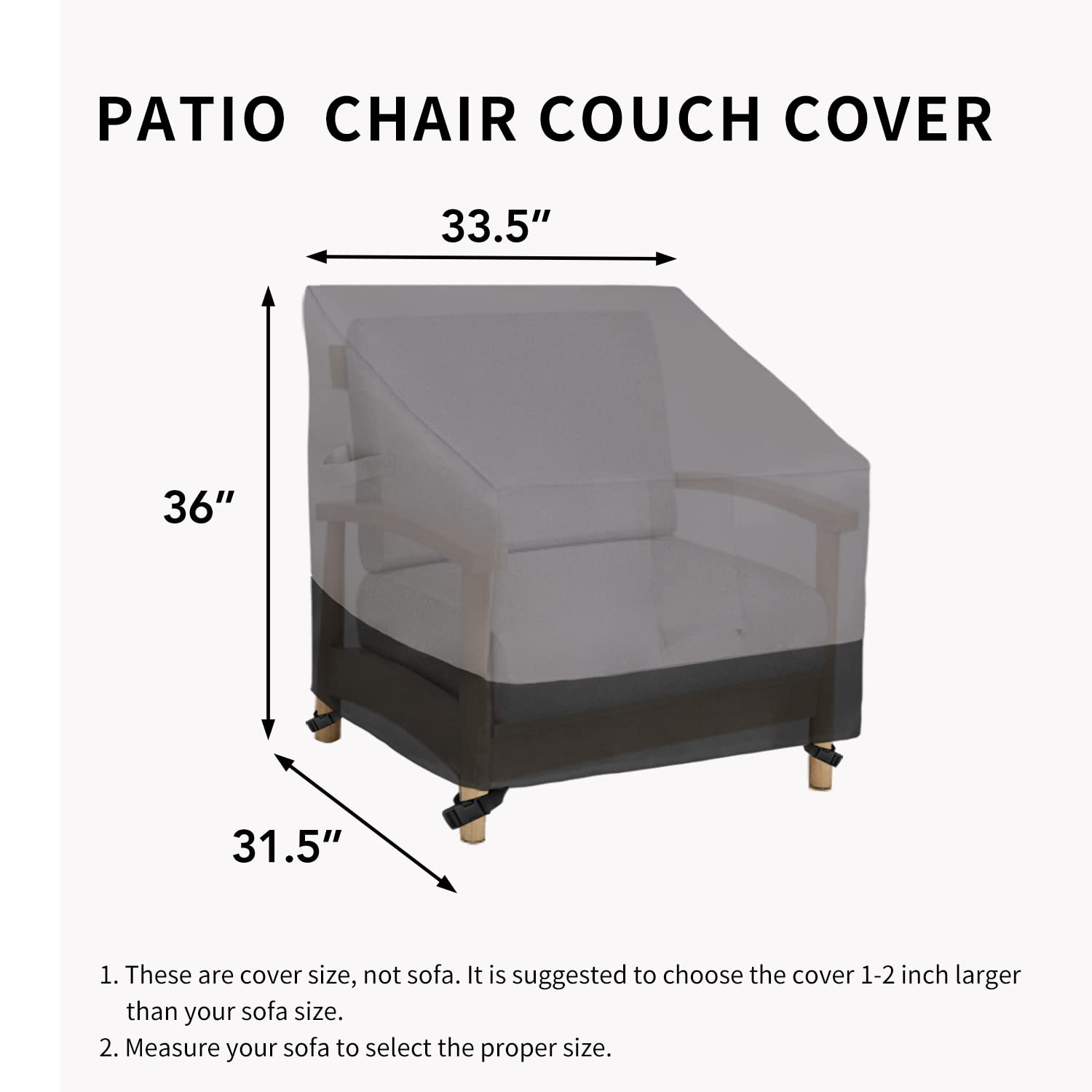 Easy-Going cover beside a chair showing exact size and coverage benefit
