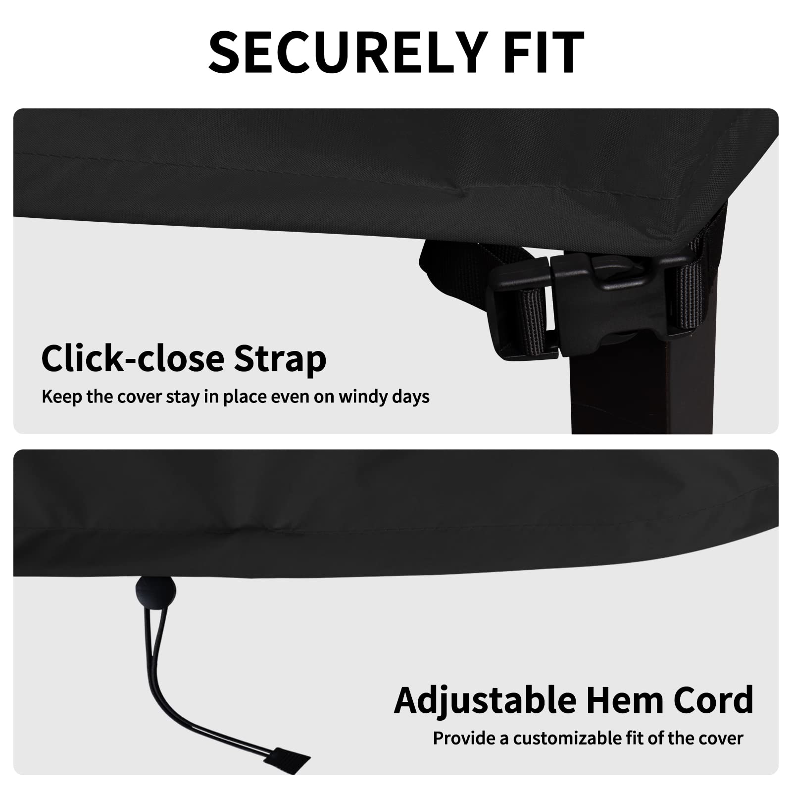 Easy-Going cover next to chair for scale showing correct size fit benefit