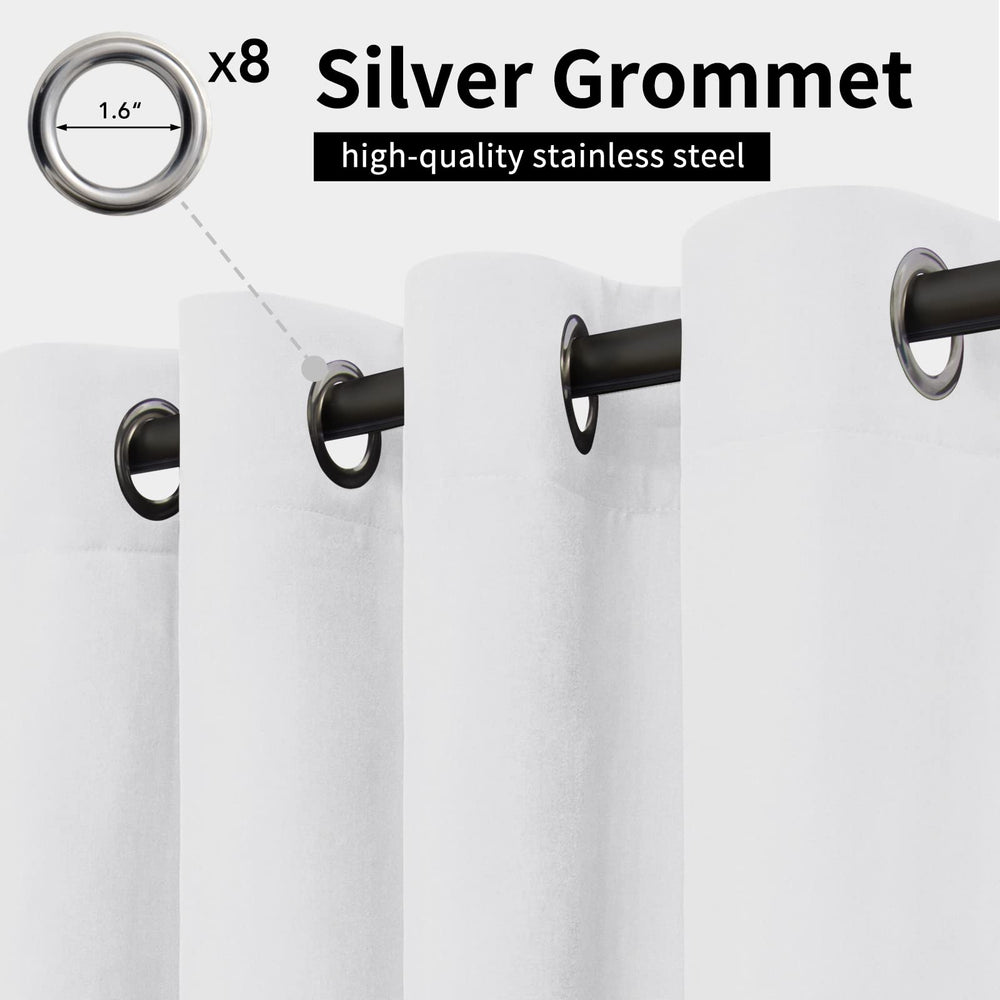 Easy-Going close-up of stainless-steel grommets for easy hanging and smooth sliding