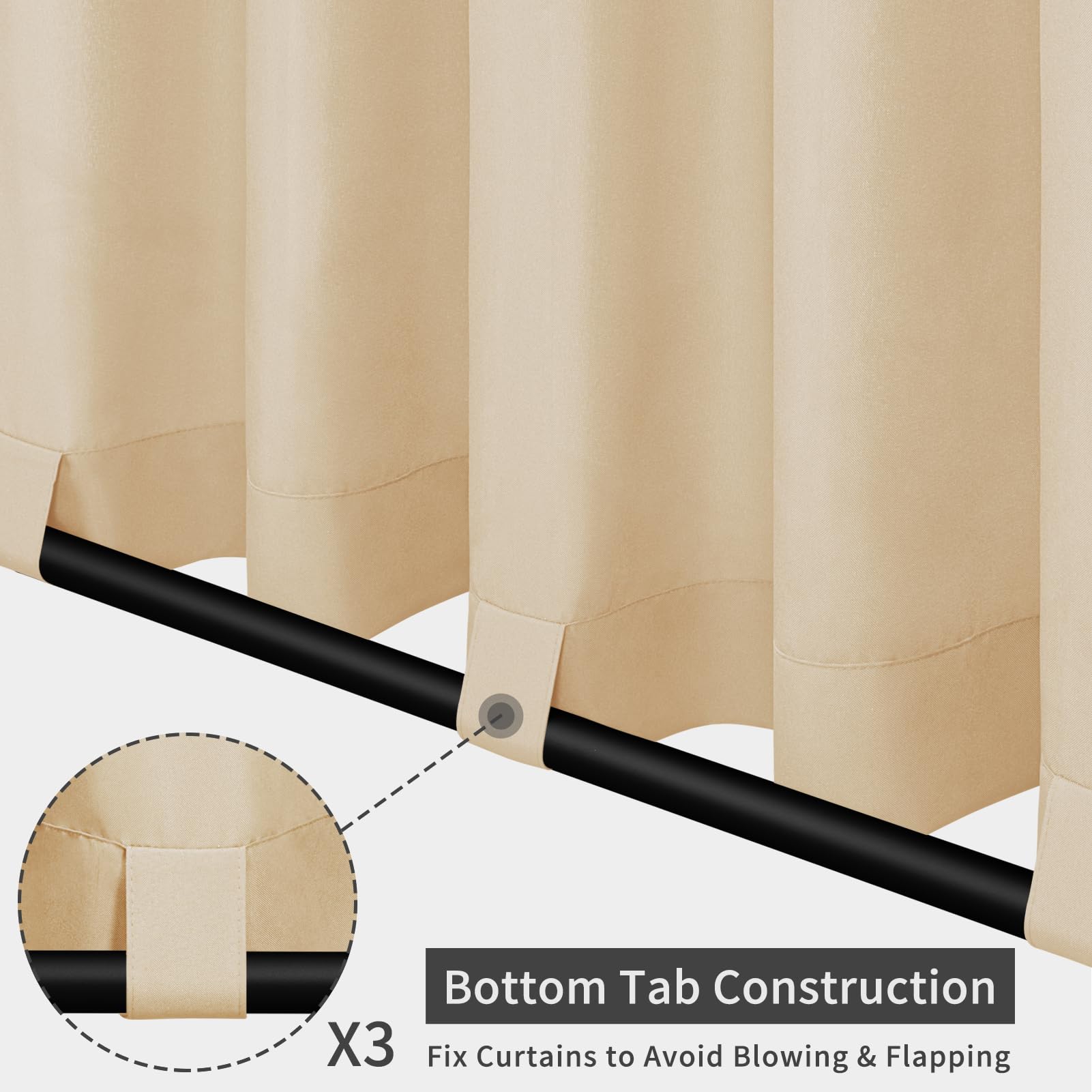Easy-Going top tab detail illustrating easy hanging and repositioning benefit