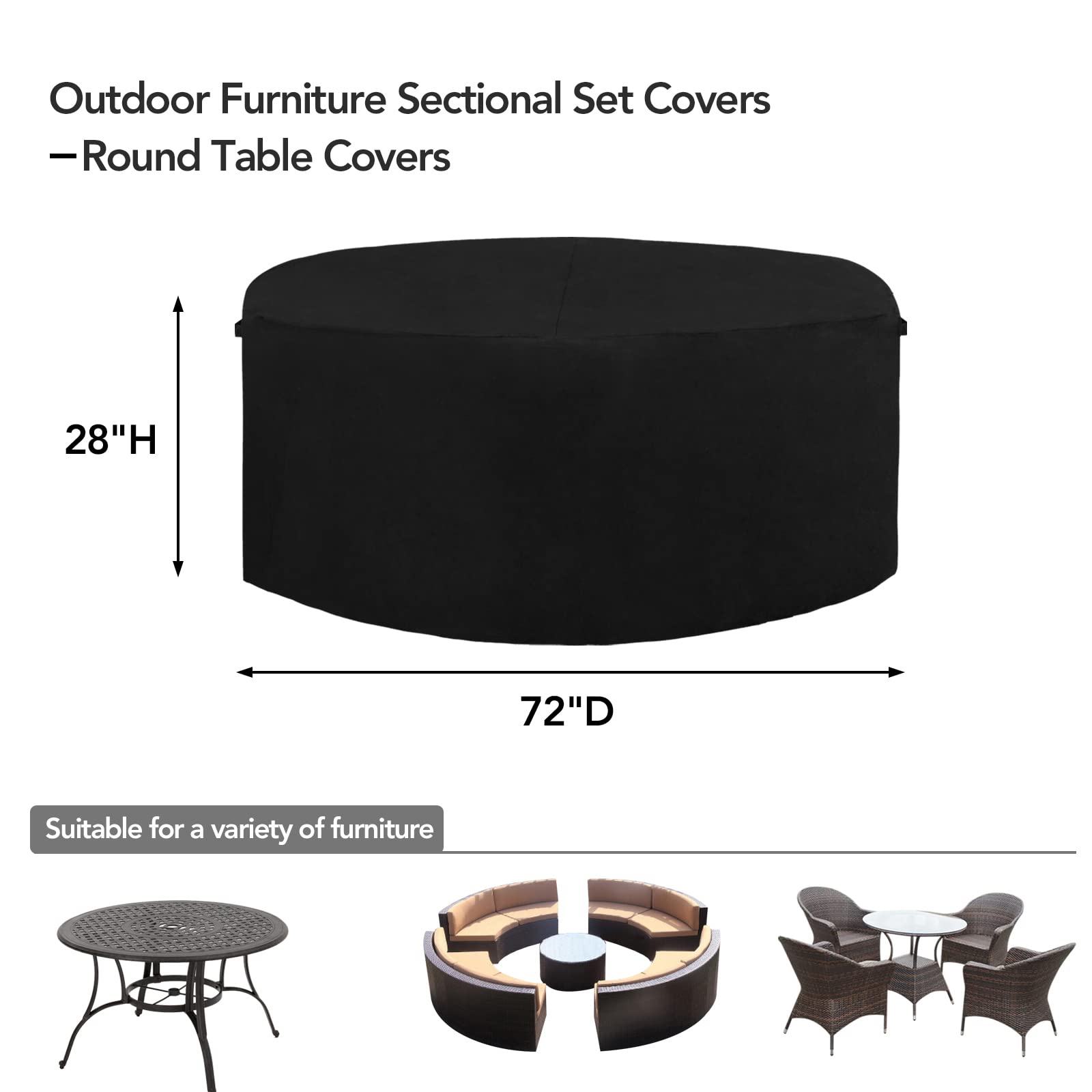 Easy-Going top view of cover on round table demonstrating full coverage