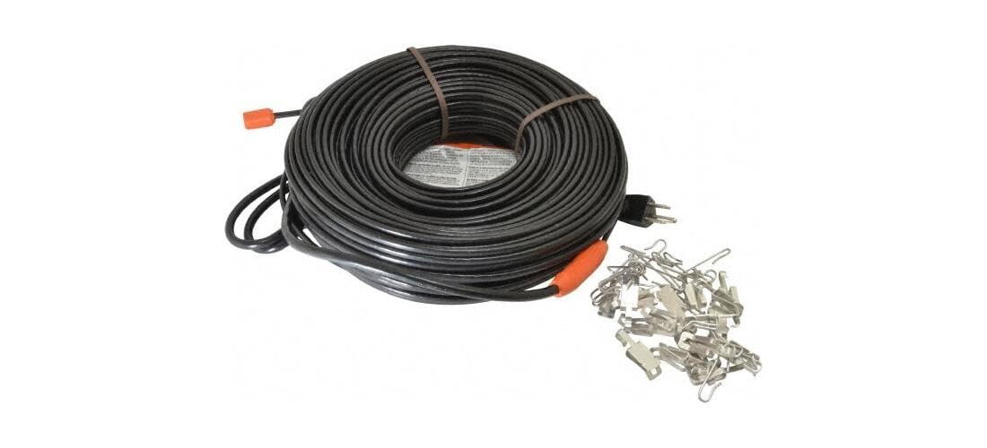 Easy Heat cable installed inside a gutter along roof edge demonstrating clear water flow
