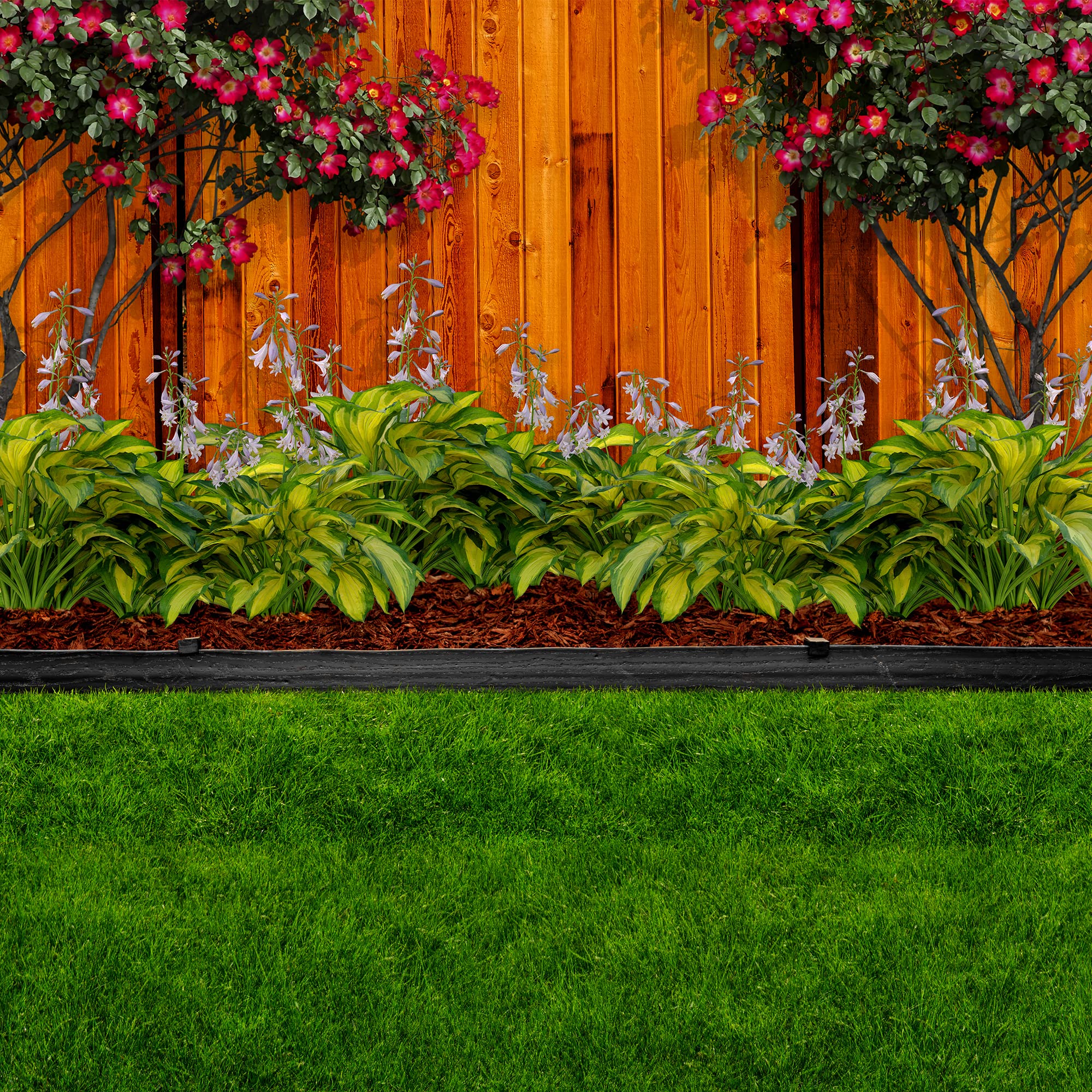 EasyFlex edge bent around curve illustrating flexibility for curved landscape edges benefit