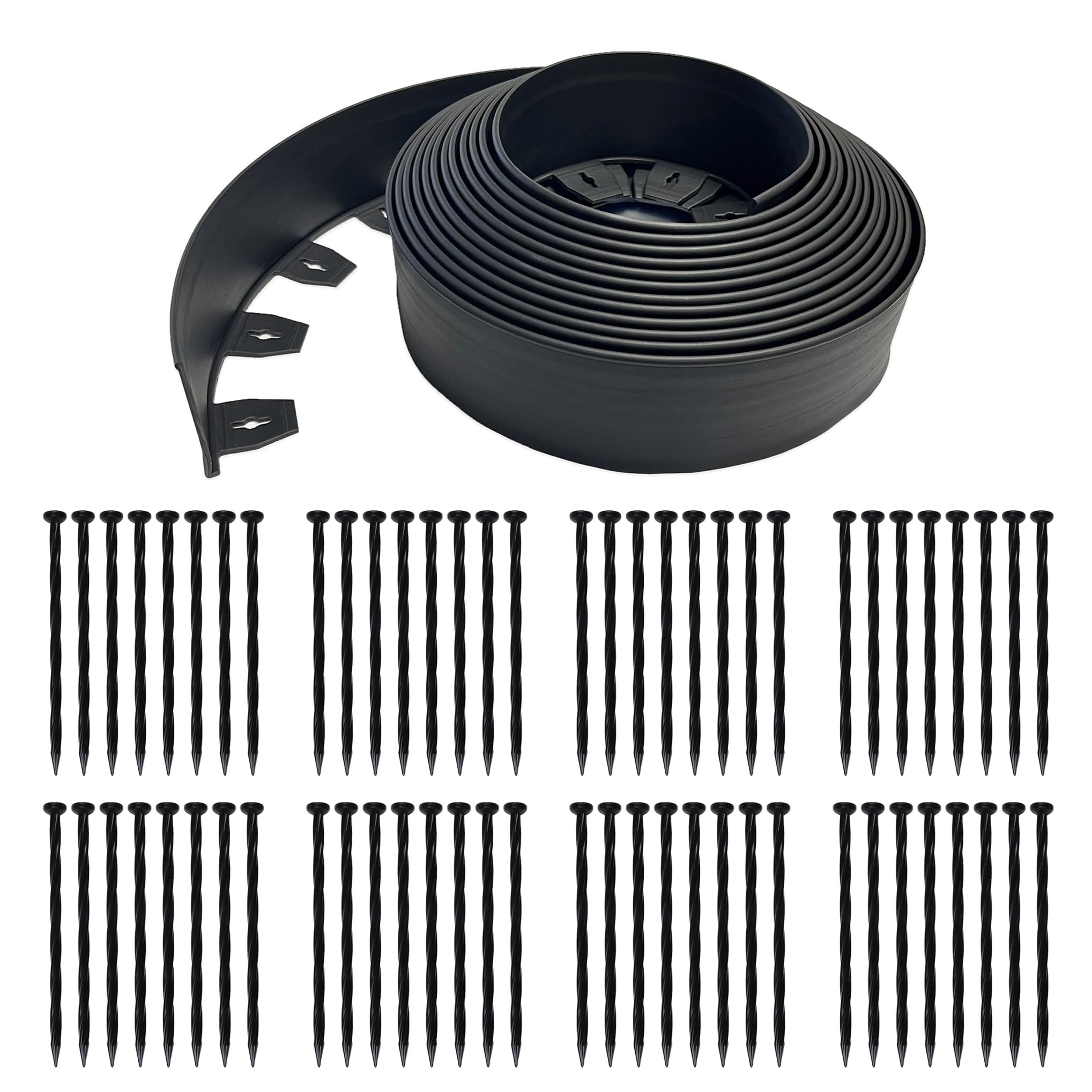 EasyFlex front coil packaging showing 75-foot black edging, professional curb appeal