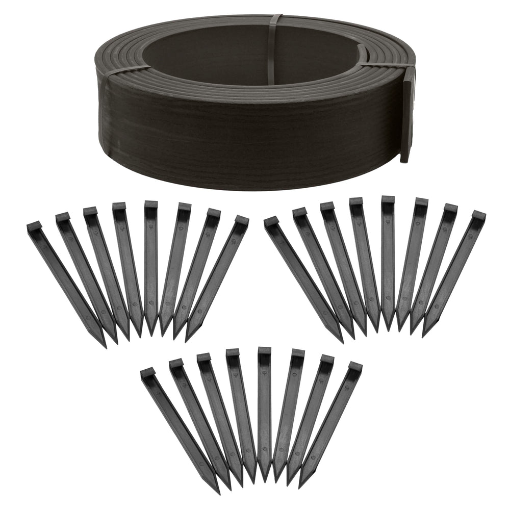 EasyFlex front view of 40-foot black composite coil showing complete kit and benefits