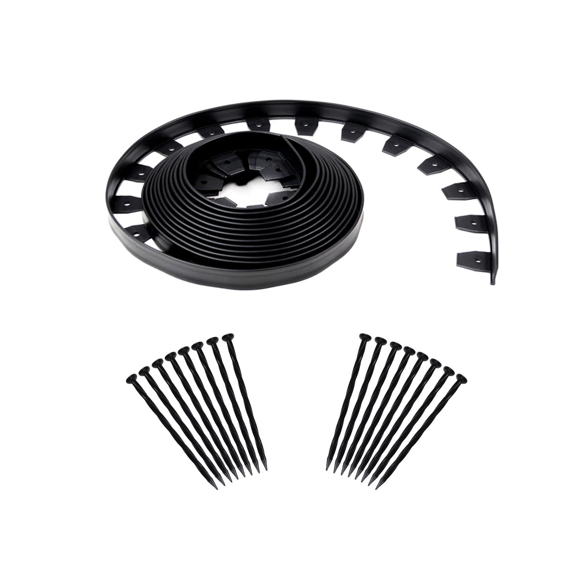 EasyFlex front view of coil kit showing 40ft and spikes, durable border benefit
