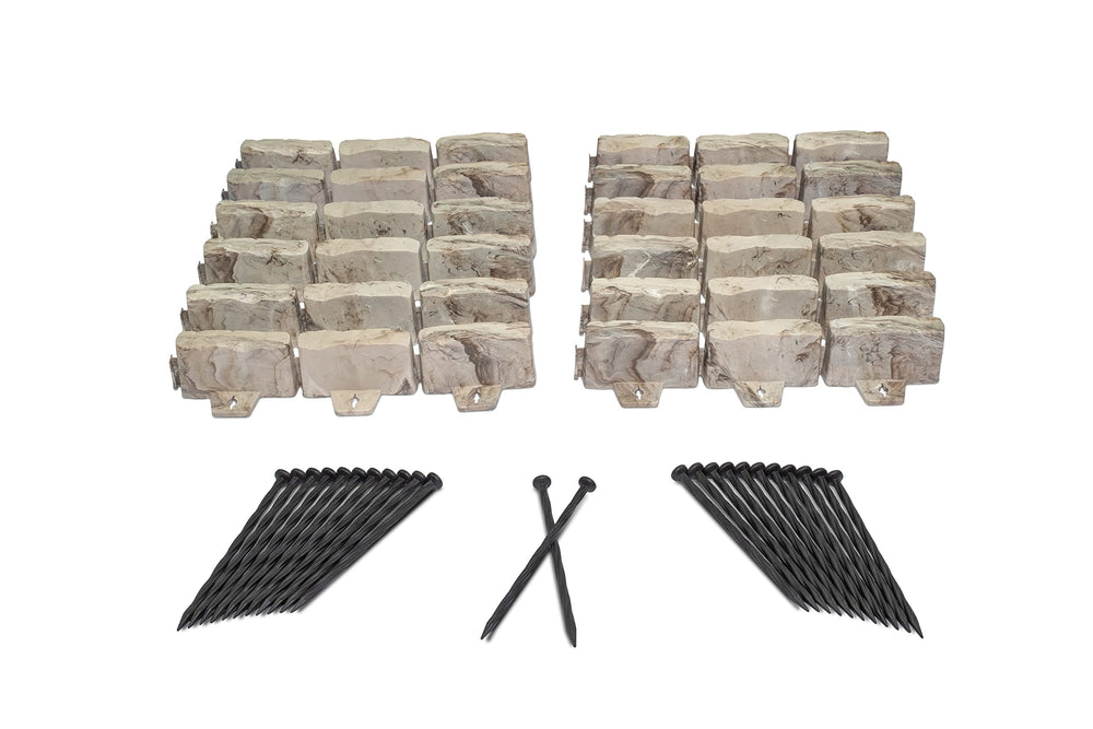 EasyFlex front view of stone-look edging kit showing neat border finish