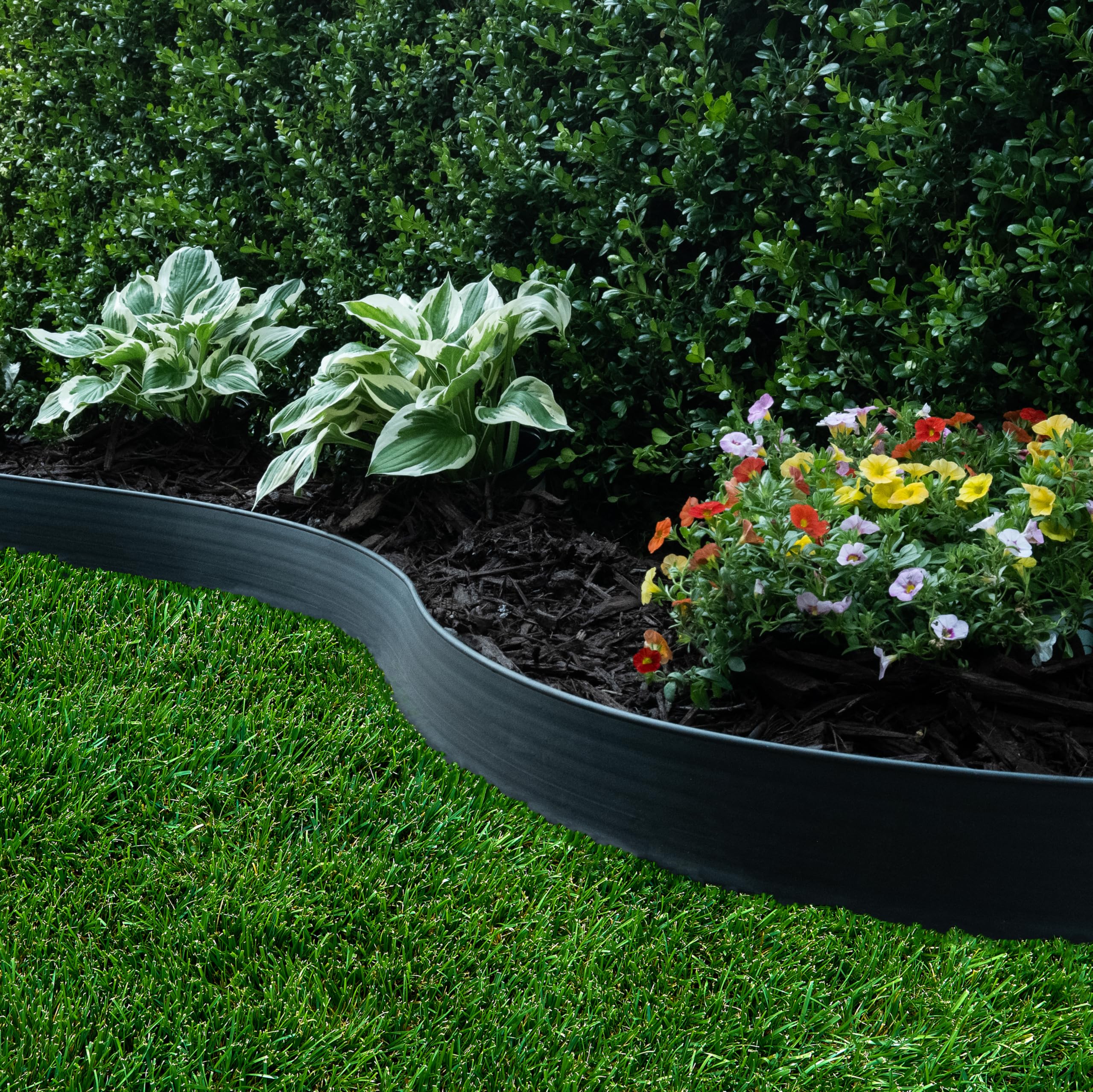 EasyFlex next to tape measure for scale, shows 75 feet of edging length