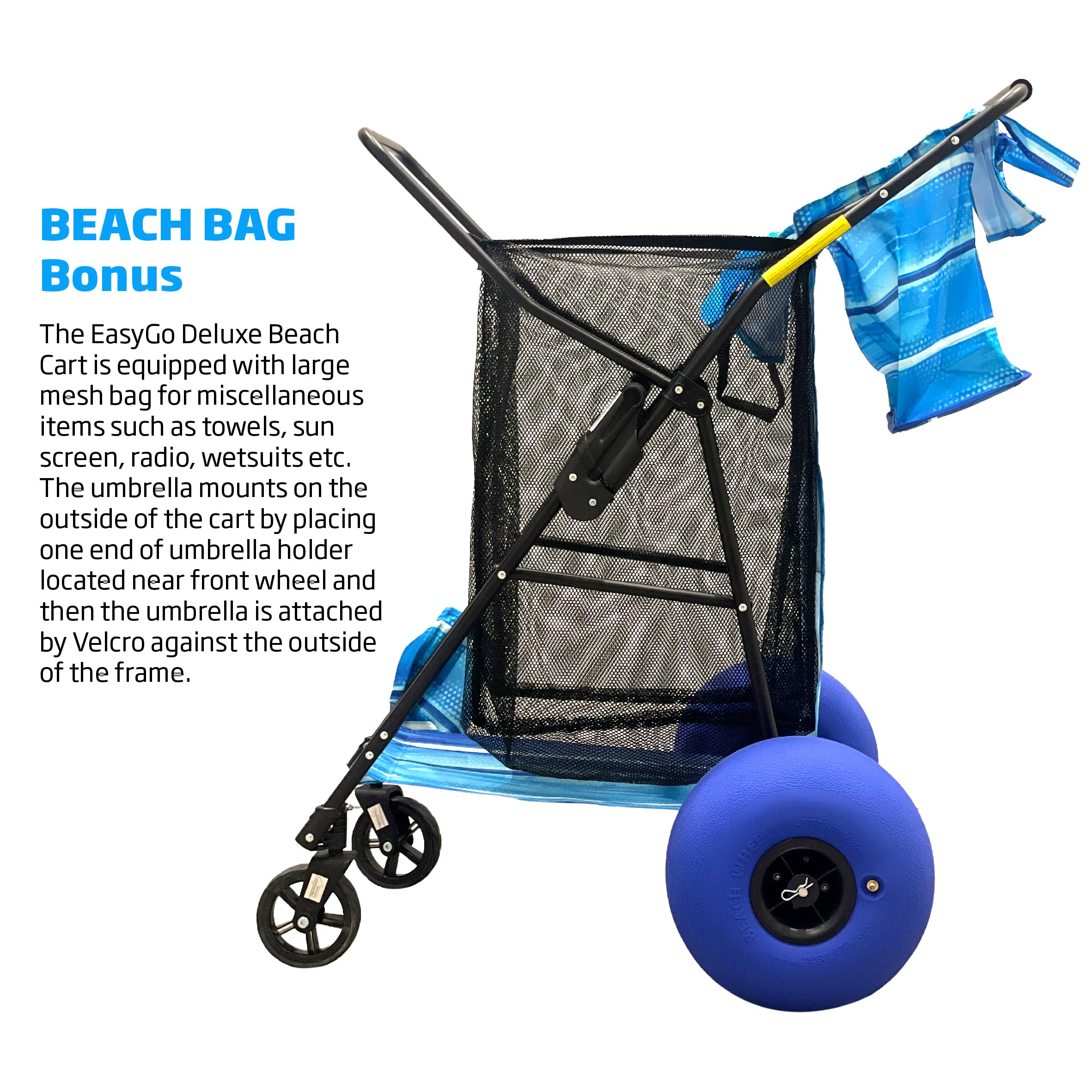 EASYGO PRODUCTS umbrella holder with Velcro securing shade for hands-free transport