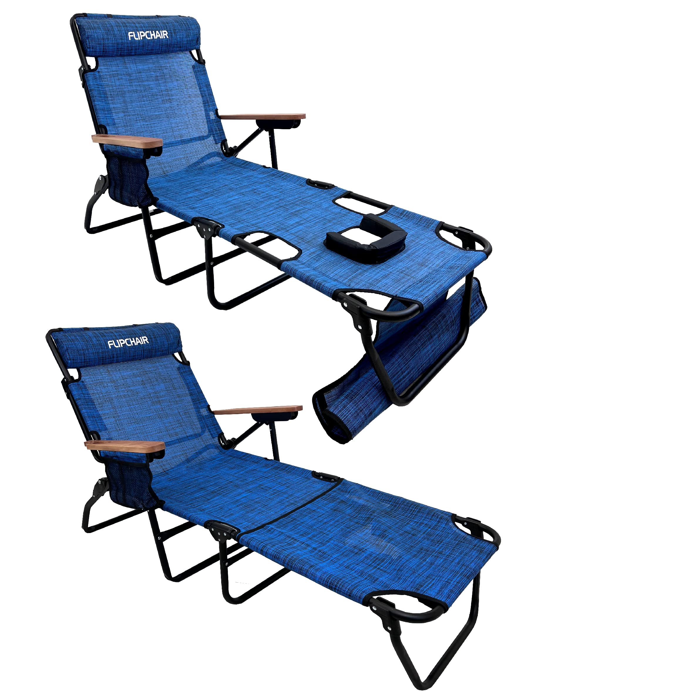 EasyGo FLIP chaise front view showing four-leg frame and face hole benefit stability