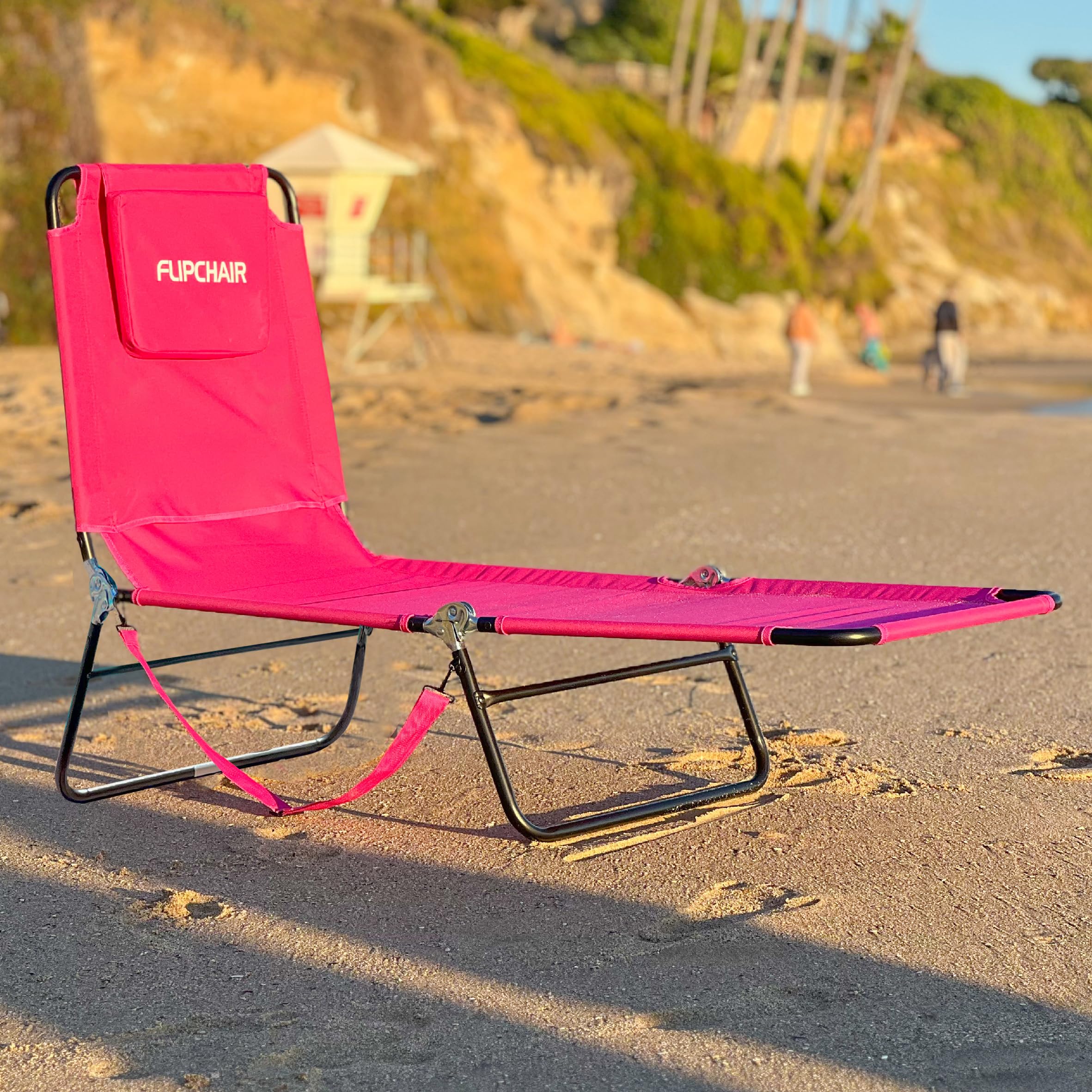 EASYGO PRODUCTS lounger on beach setting showing beach-ready convenience