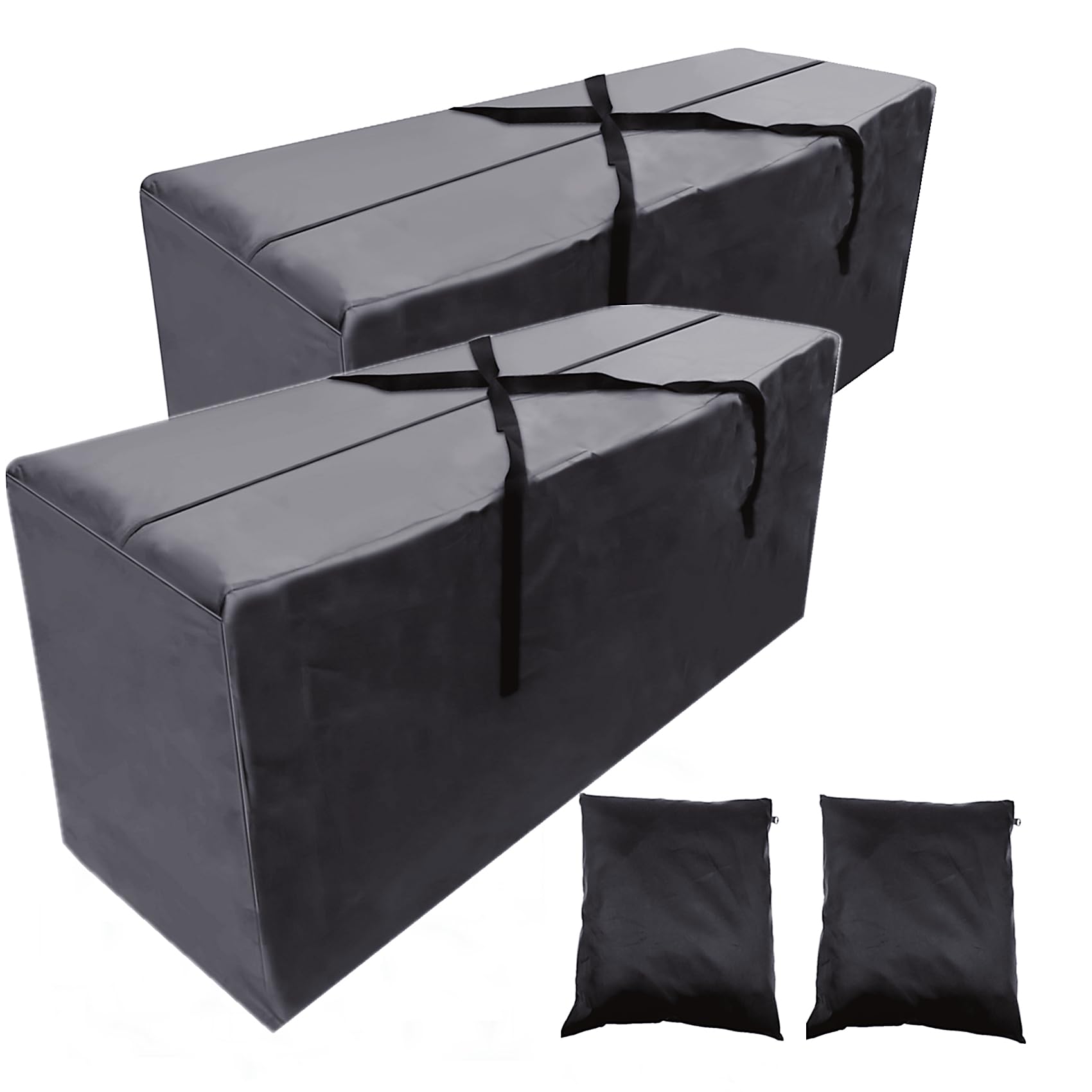 EASYMALL front view of two storage bags showing capacity and neat protection