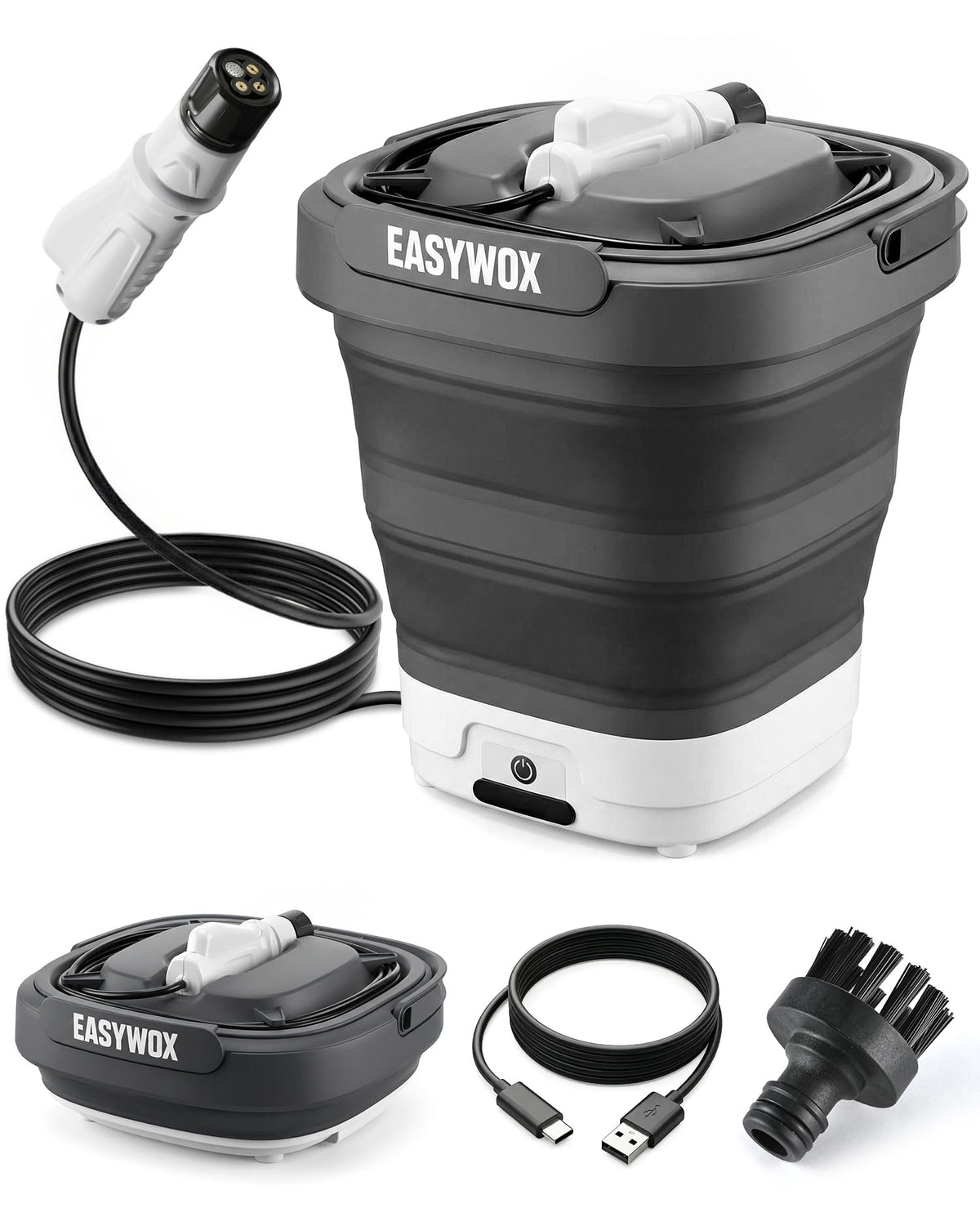 EasyWox front packaging view showing portable pressure washer and benefits