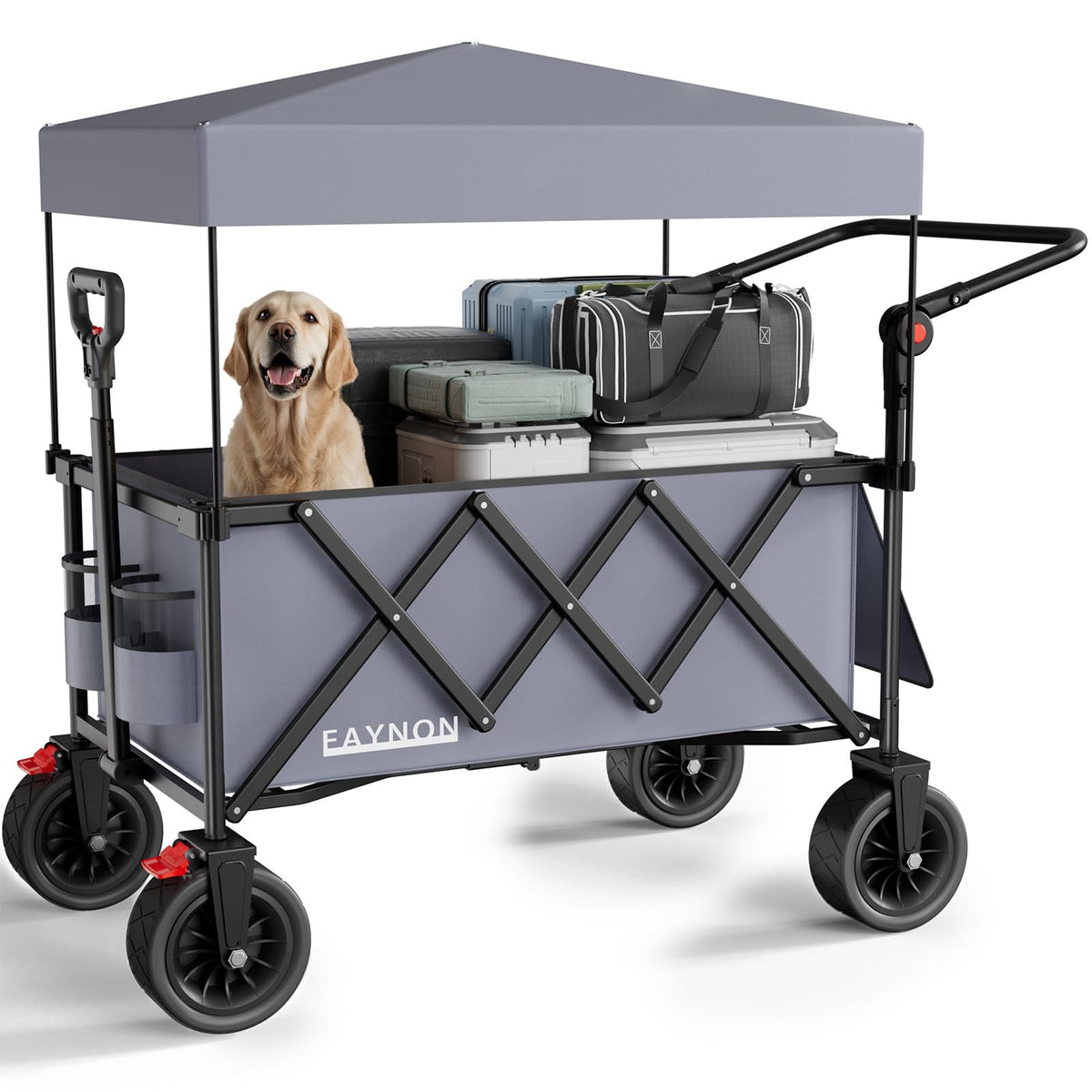 EAYNON front view folded wagon showing compact portability and strong frame