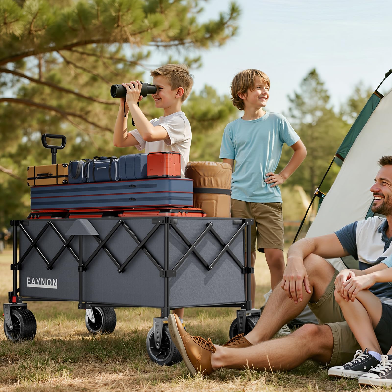 EAYNON side profile with packed items illustrating high 500 lb capacity