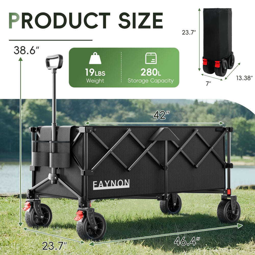 EAYNON folded compact wagon in car trunk for easy storage benefit