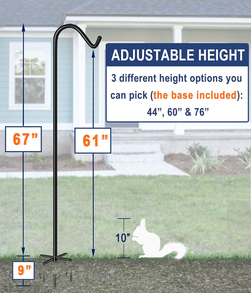 Eazielife shepherds hook fully extended to 76 inches, adjustable height for tall hangables