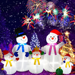 EBANKU snowman family front view showing smiling faces and festive appeal