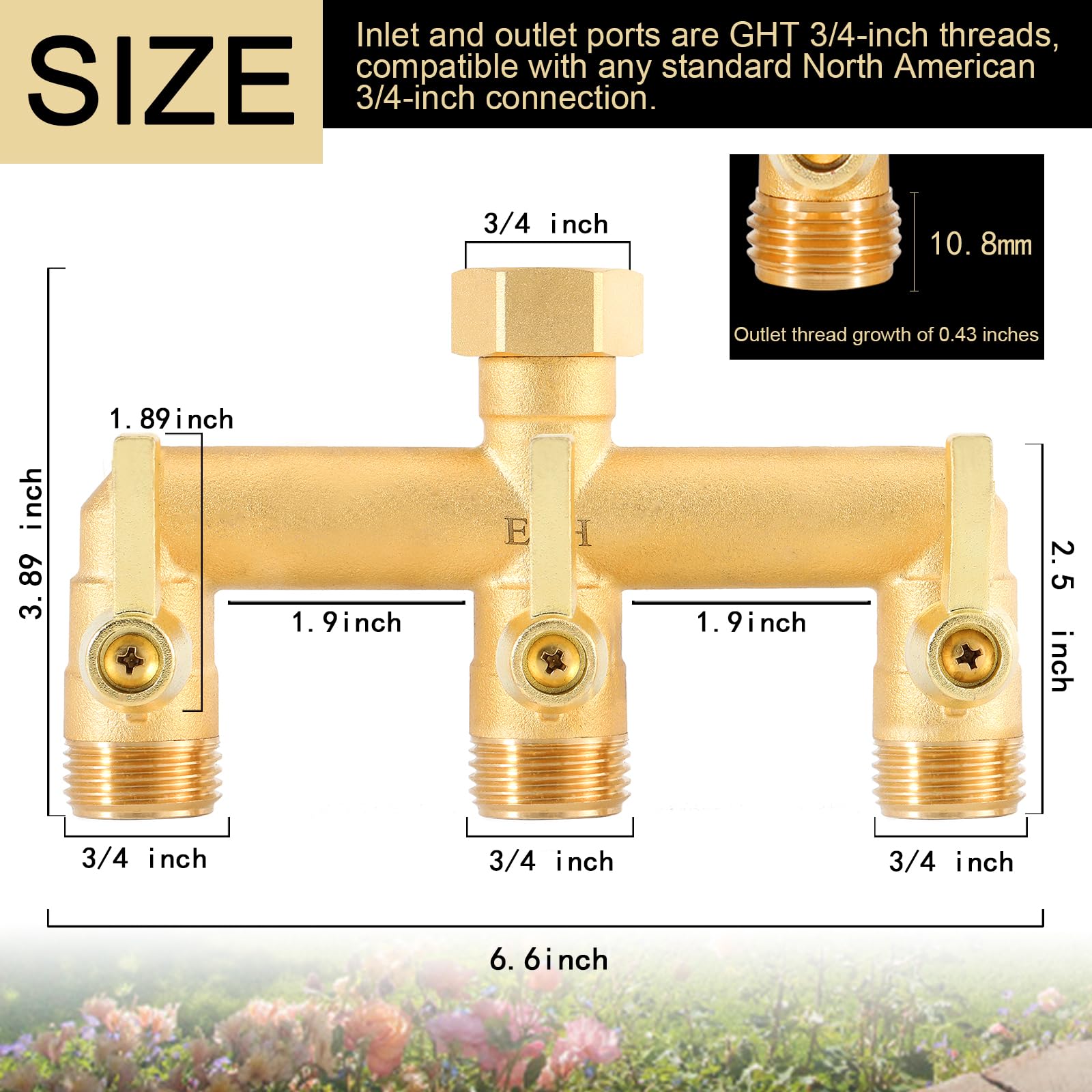 EBH close-up of three metal valves displaying precise controls and leak resistance benefit