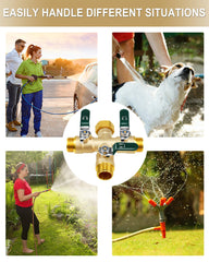 EBH splitter installed on outdoor faucet enabling simultaneous hose use for efficient watering