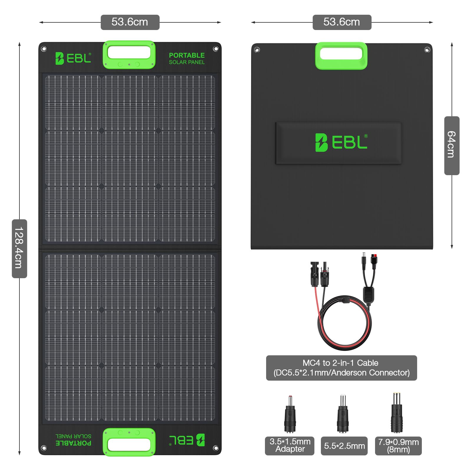 EBL solar panel powering devices at campsite for off-grid convenience