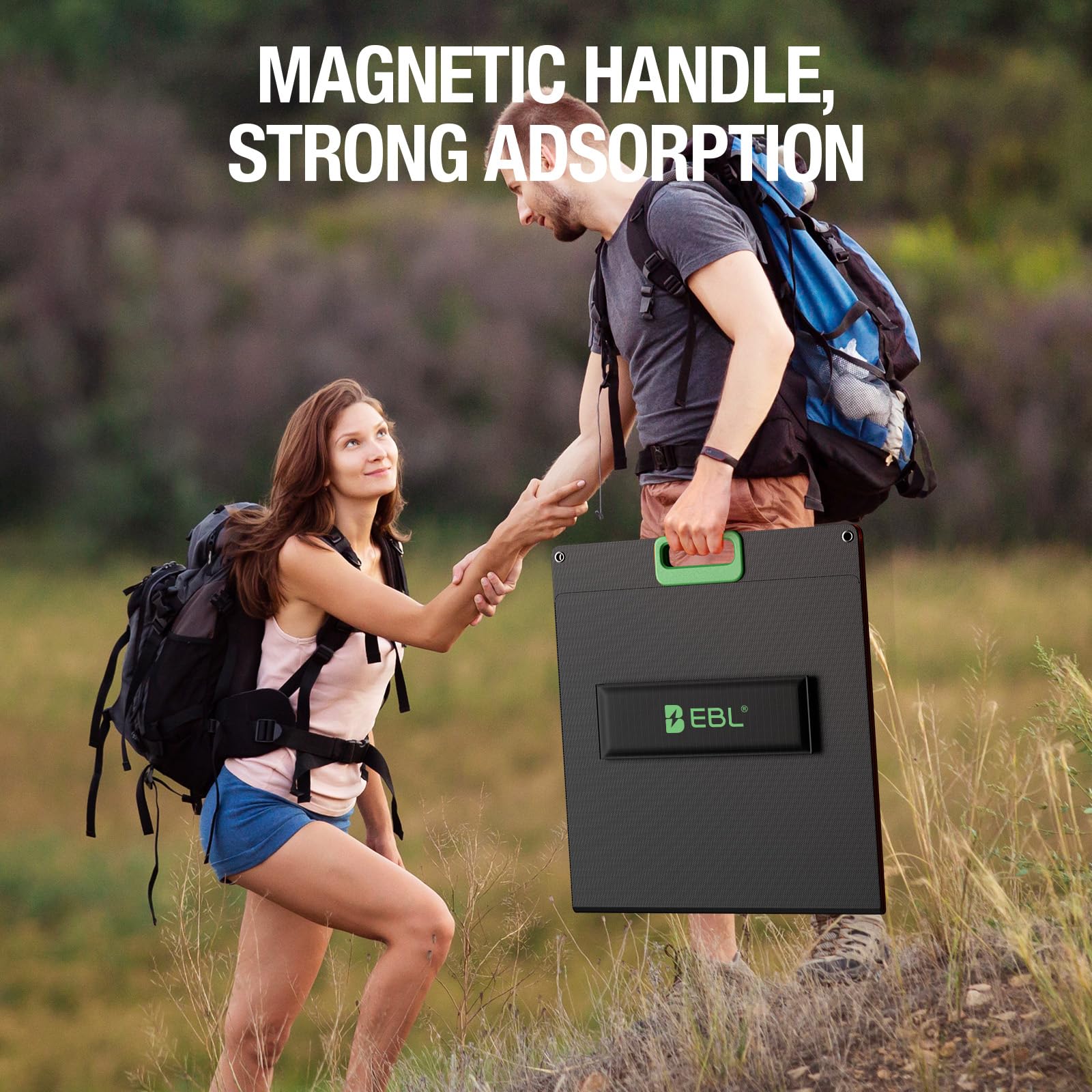 EBL panel next to backpack showing compact size and travel-friendly benefit