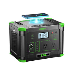 EBL front panel showing outlets and display for versatile power