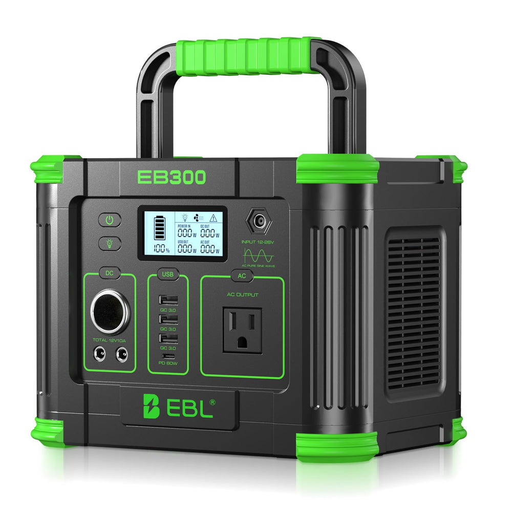 EBL front view showing AC outlet and compact form for reliable portable power