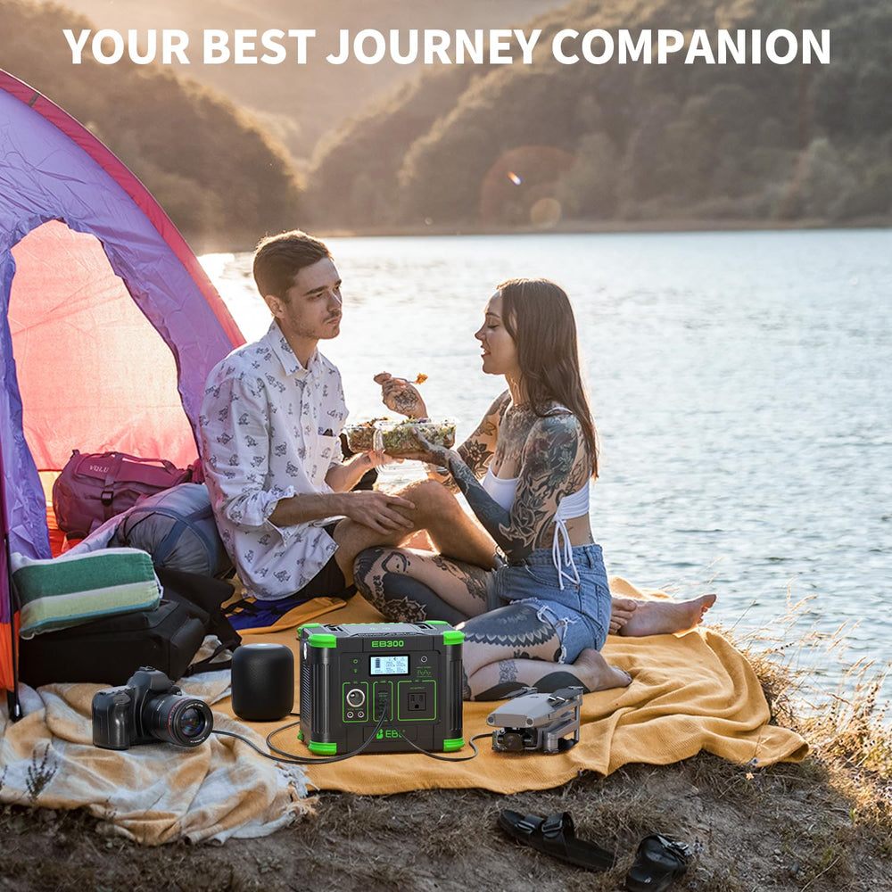 EBL connected to solar panels in sunlight for off‑grid recharging benefit