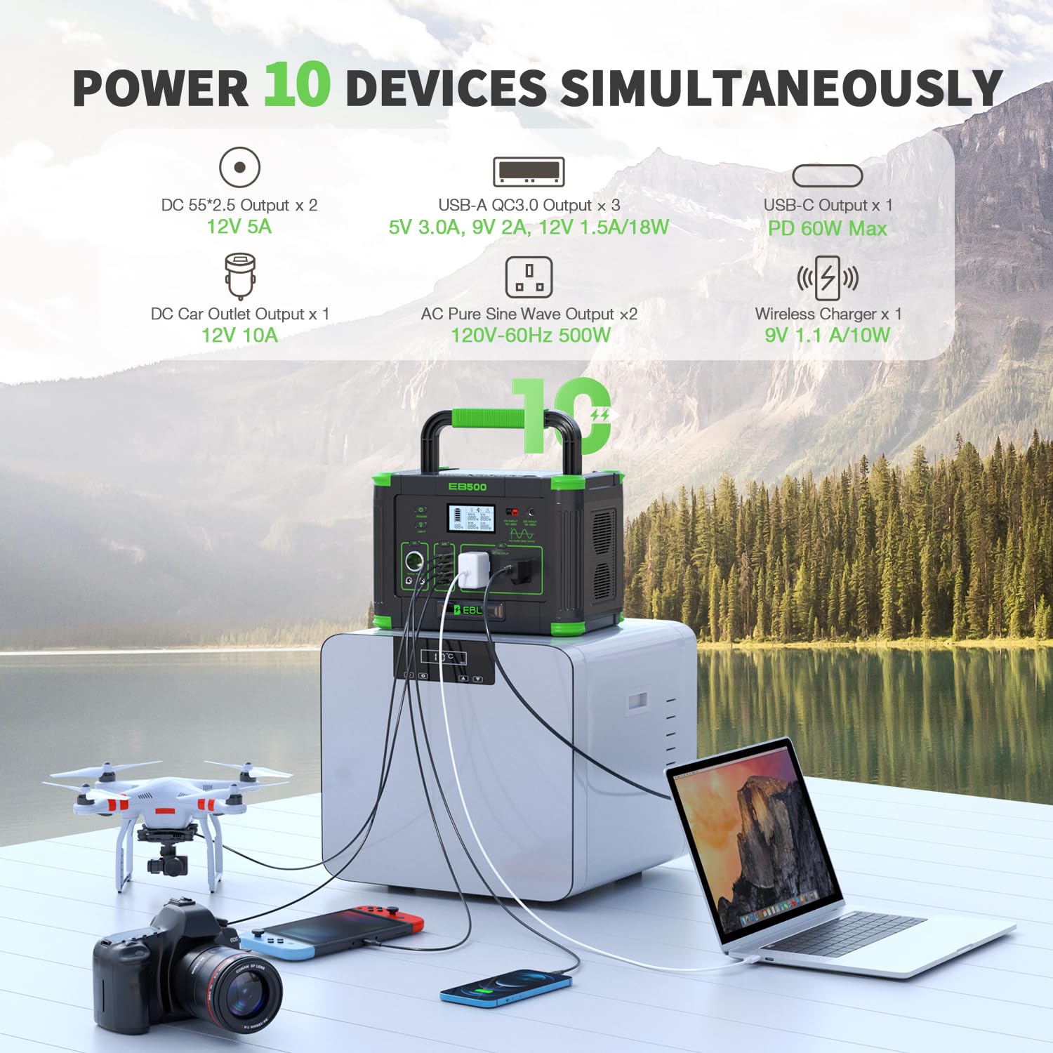 EBL wireless charging pad in use powering a smartphone wirelessly